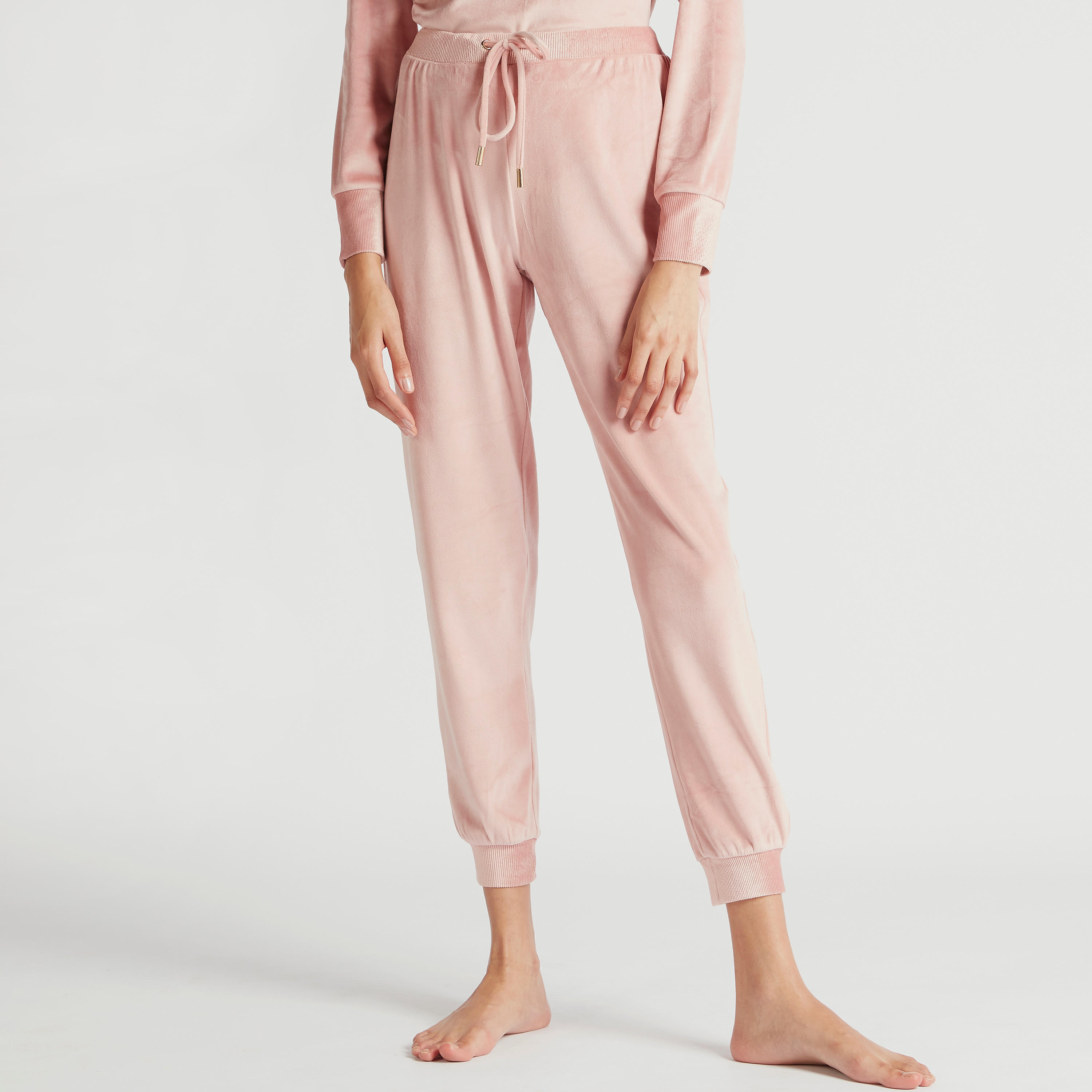 طقم بنطلون بيجاما طويل وبلوزة سادة-women-clothing-nightwear-pyjamas-longsets-image-1