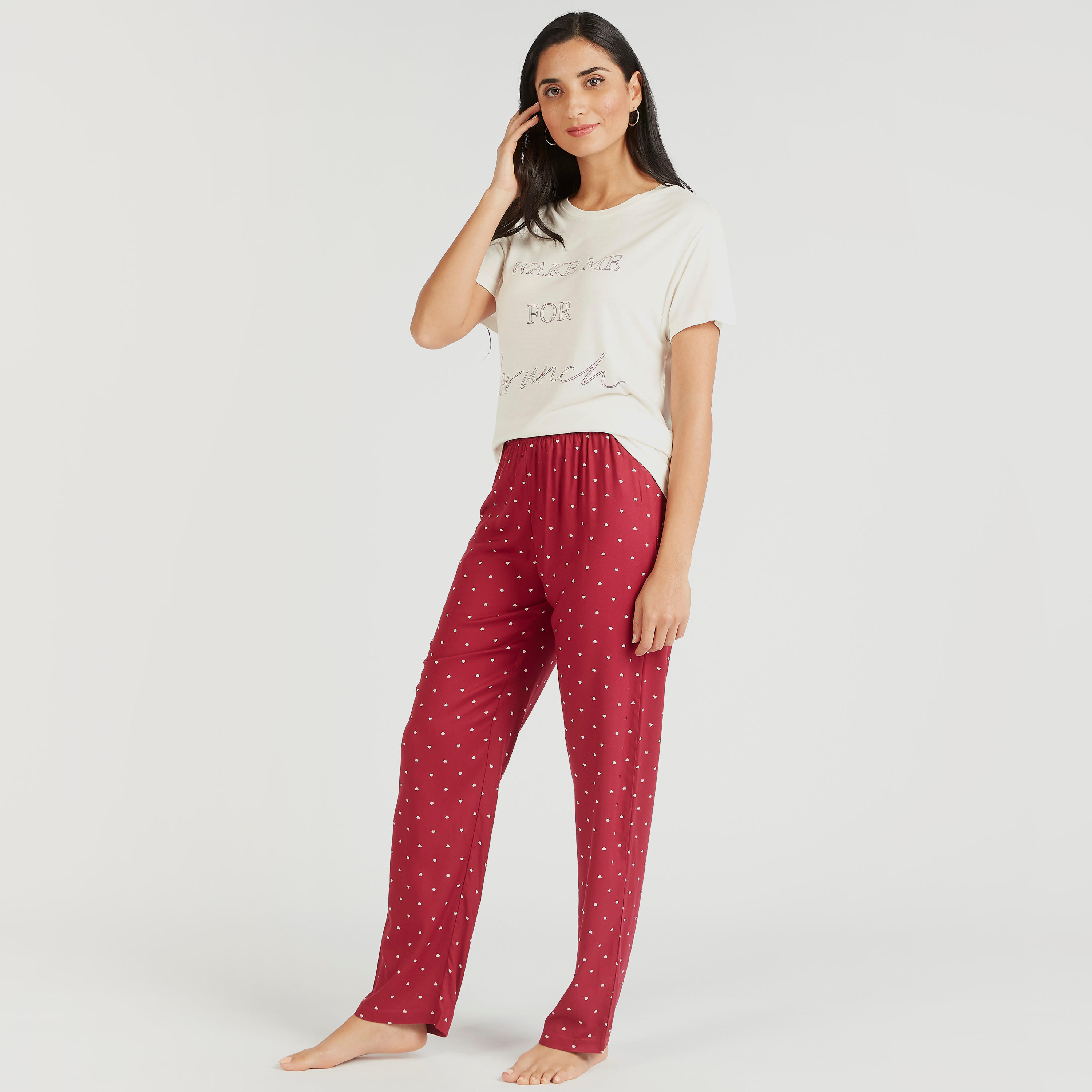 طقم بنطلون بيجاما وتيشيرت بأكمام قصيرة وطبعات-women-clothing-nightwear-pyjamas-longsets-image-2