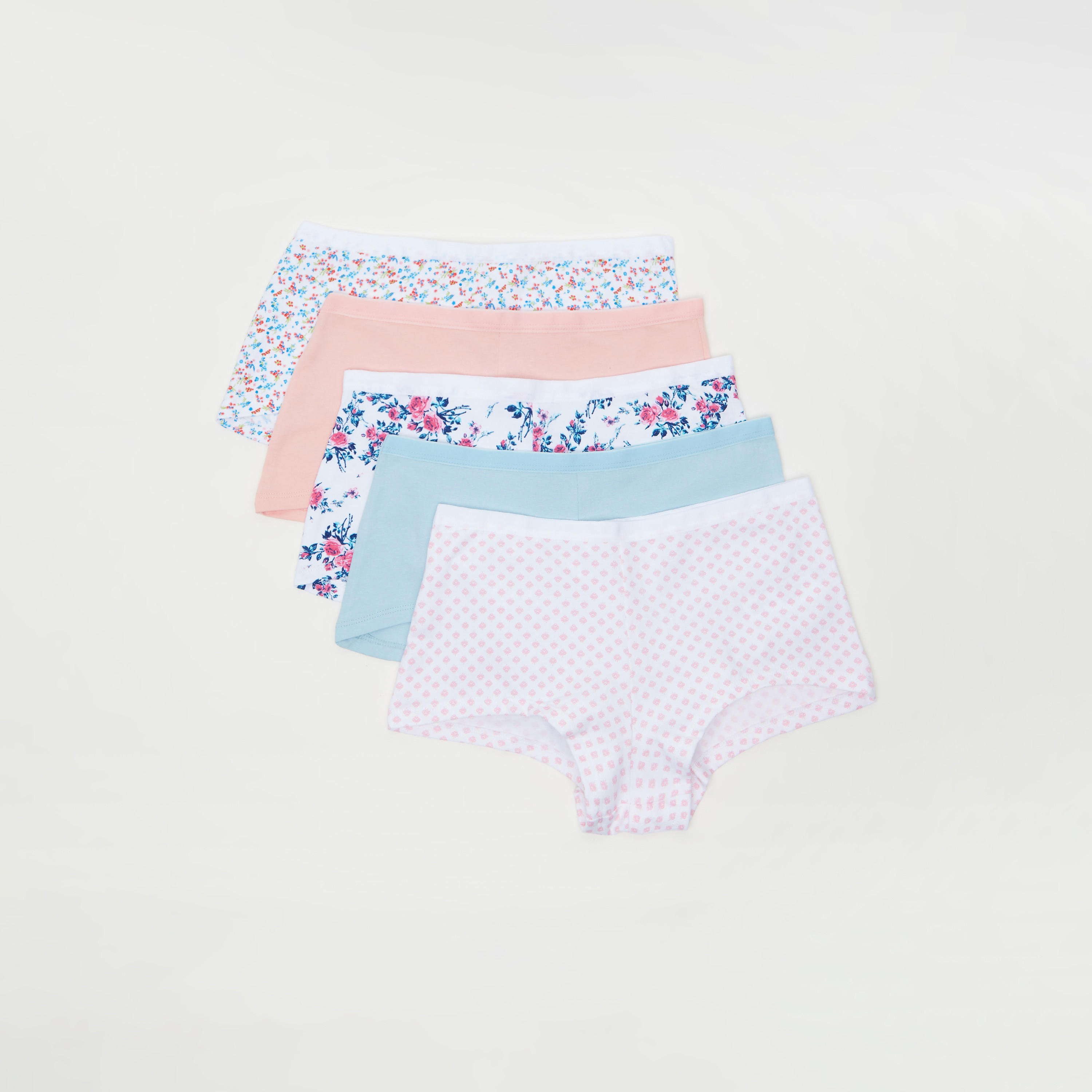 سروال بوي شورت بخصر مطّاطي - طقم من 5 قطع متنوّعة-women-clothing-lingerie-panties-image-1