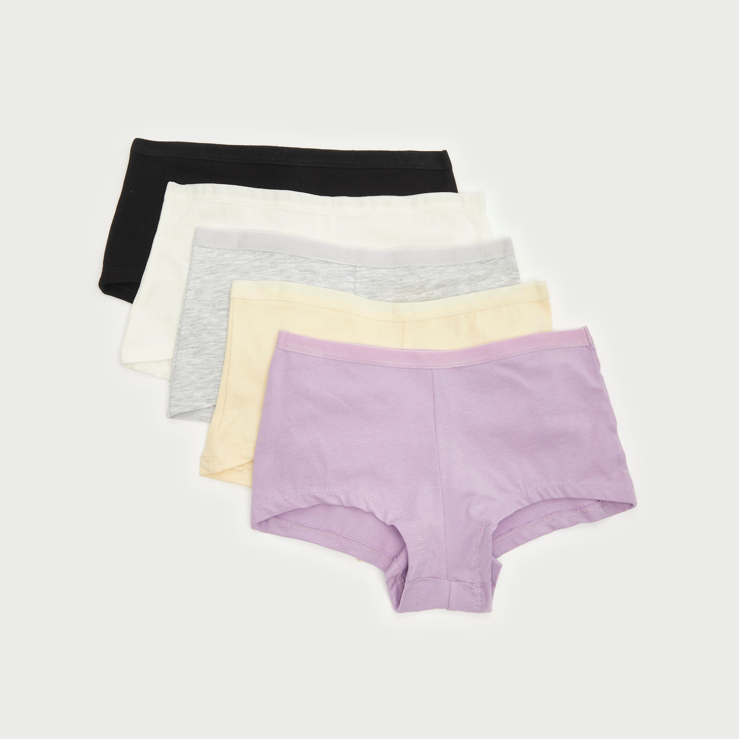 سراويل بوي شورت سادة بخصر مطّاطي - طقم من 5 قطع-women-clothing-lingerie-panties-image-1