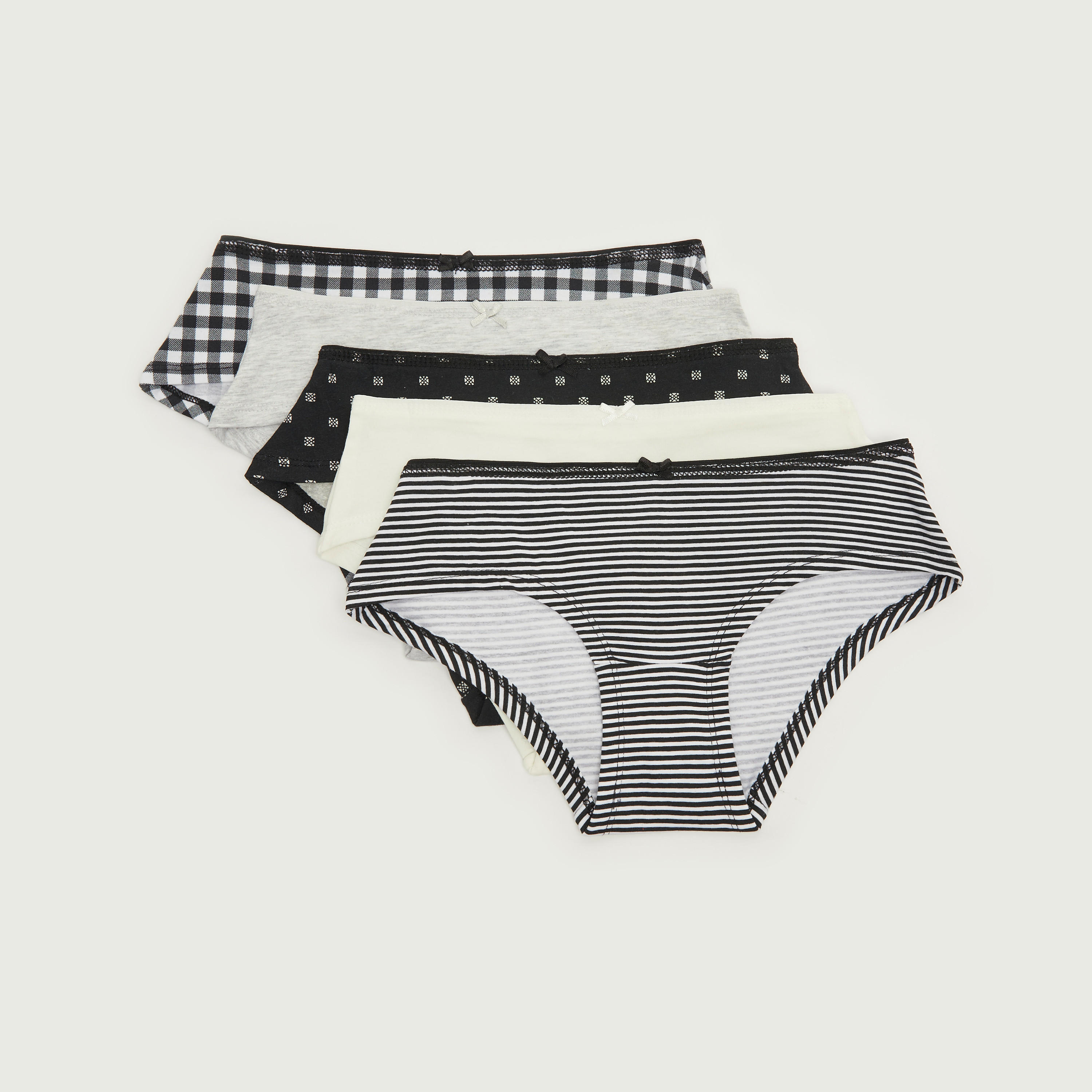 سراويل هيبستر بتفاصيل فيونكة - طقم من 5 قطع متنوعة-women-clothing-lingerie-panties-image-1
