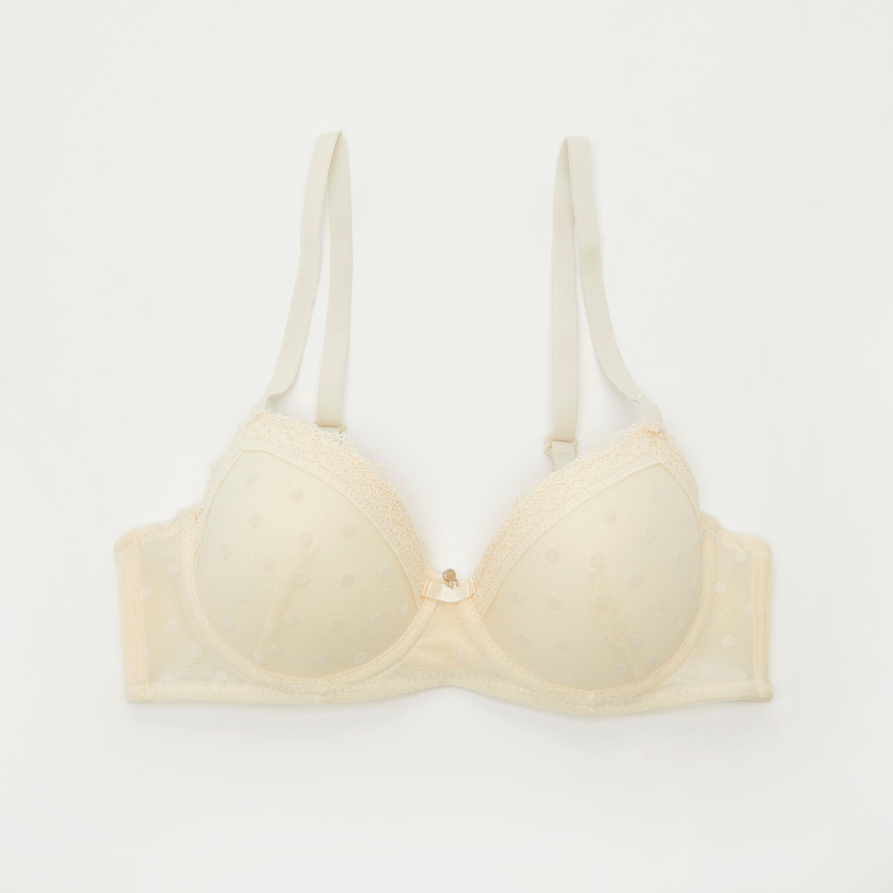 حمالة صدر بلانج بتصميم مبطّن ومنقط وتفاصيل دانتيل وشبكة-women-clothing-lingerie-bras-image-1