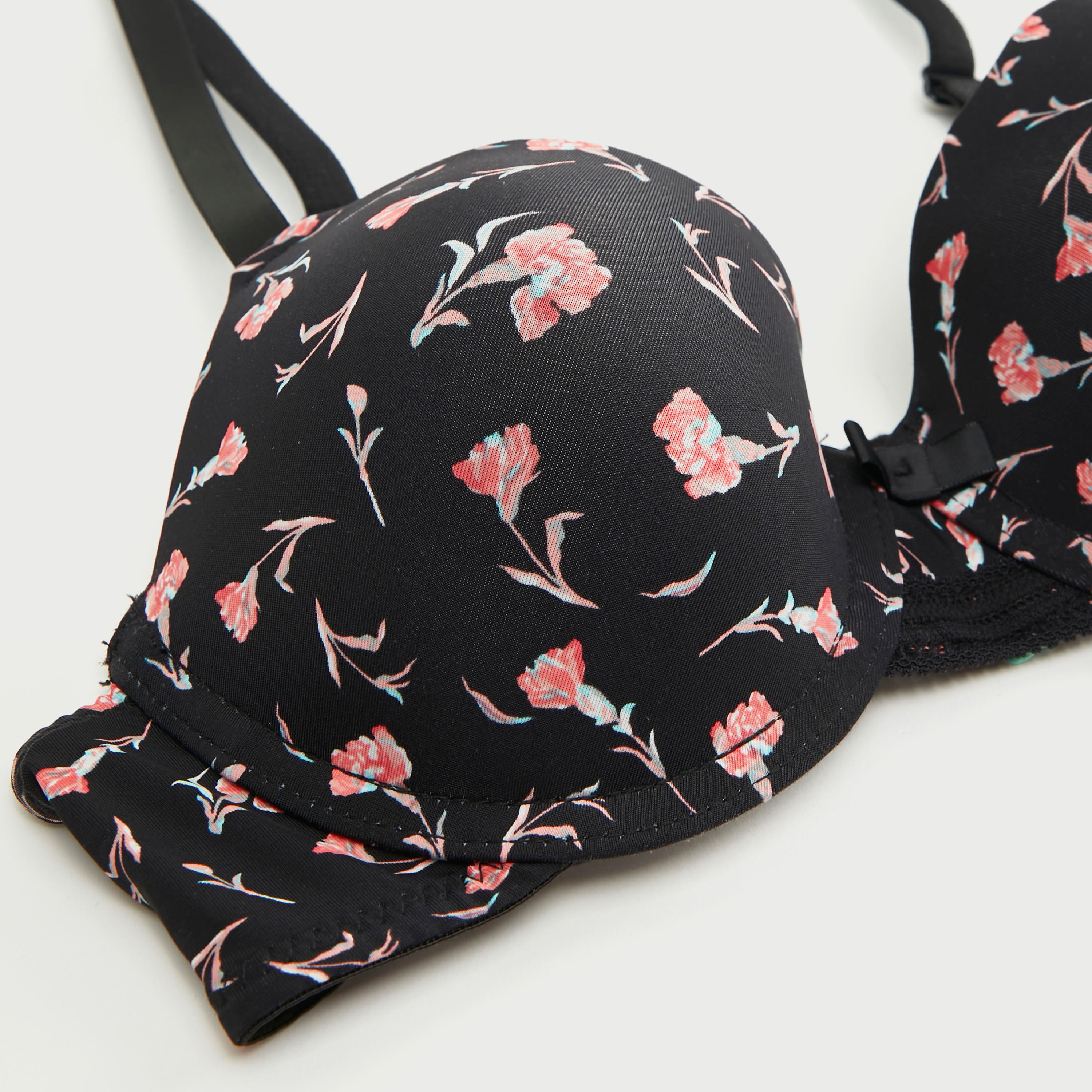 صدريّة بلانج مبطّنة بحمّالات قابلة للتّعديل وطبعات زهرية-women-clothing-lingerie-bras-image-2