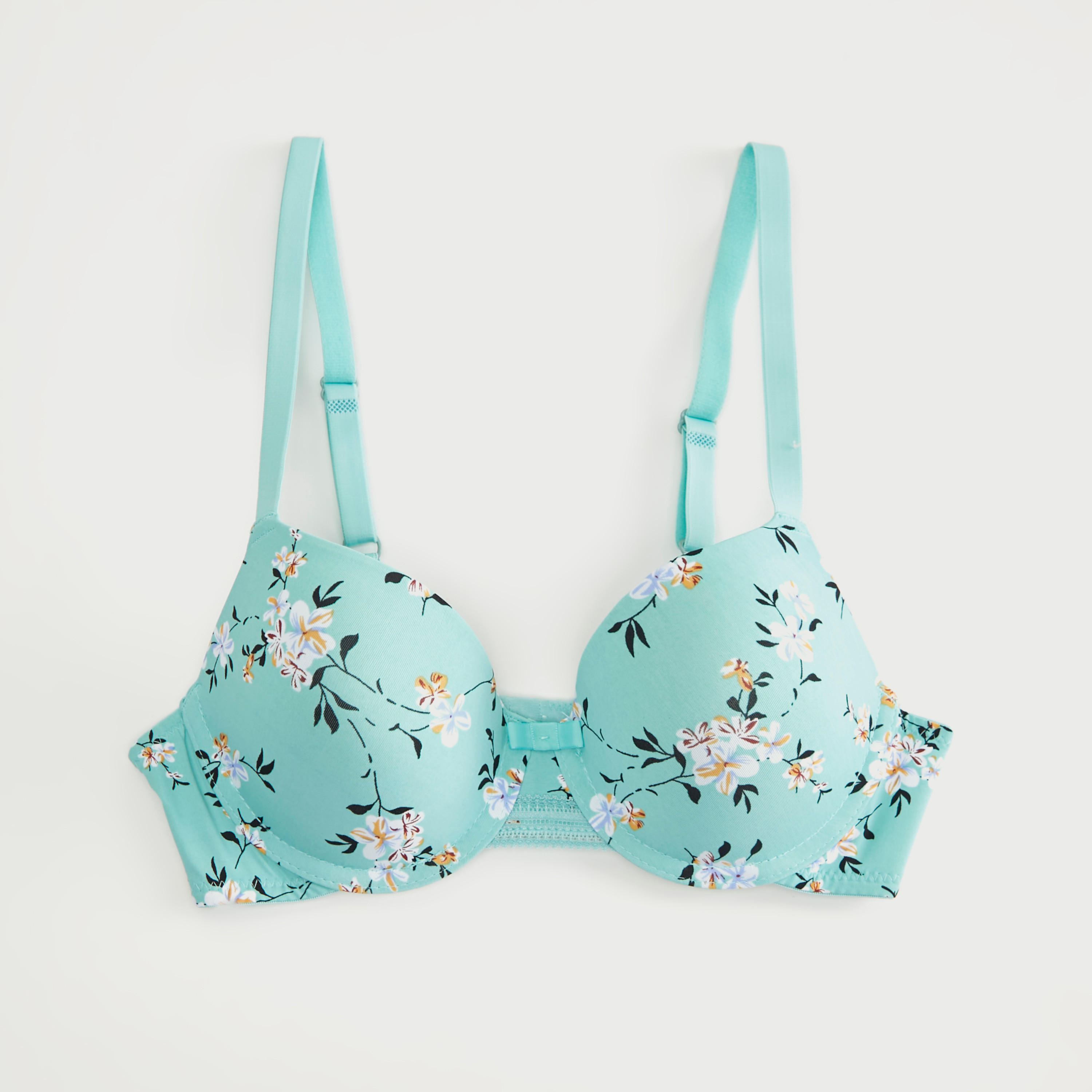 صدريّة تيشيرت مبطّنة بطبعات أزهار وحمّالات قابلة للتّعديل-women-clothing-lingerie-bras-image-4
