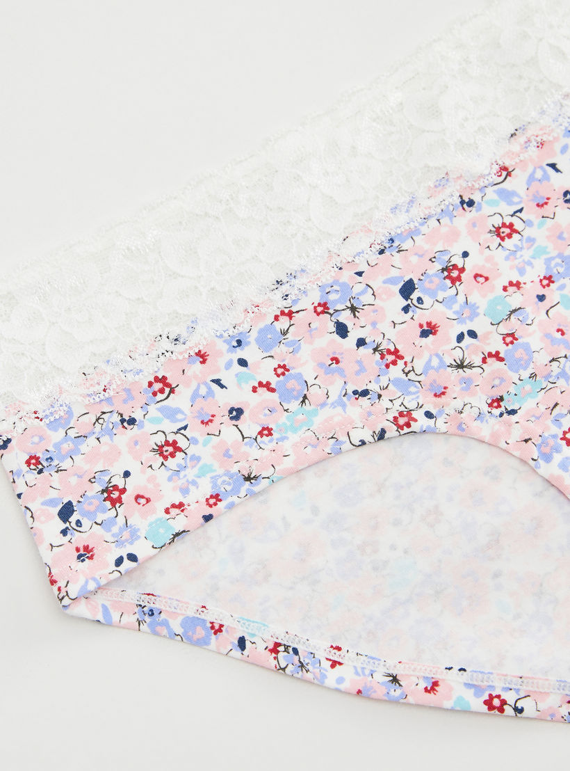 سراويل داخلية هيبستر بخصر مطاطي بتفاصيل دانتيل وطبعات أزهار-women-clothing-lingerie-panties-image-2