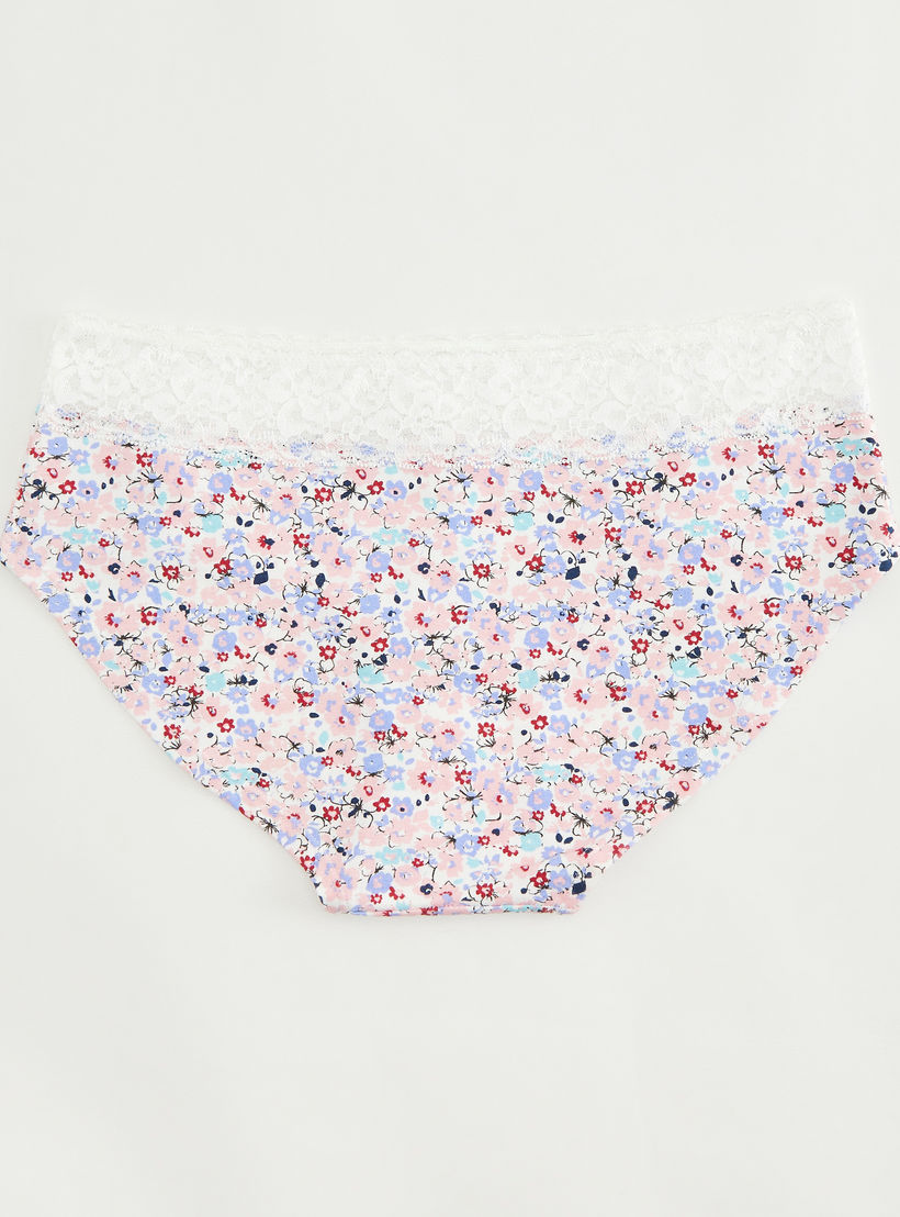سراويل داخلية هيبستر بخصر مطاطي بتفاصيل دانتيل وطبعات أزهار-women-clothing-lingerie-panties-image-3