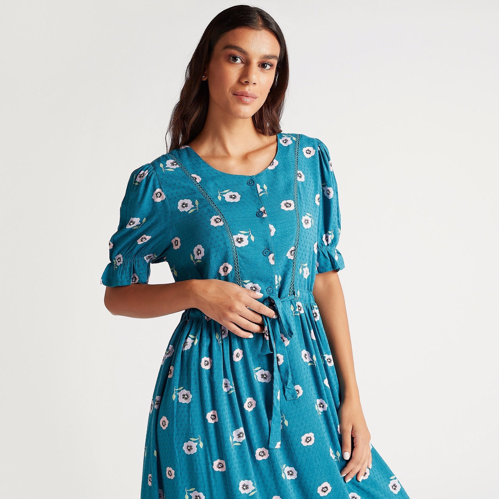 بلوزة بياقة V وأكمام طويلة وطبعات أزهار-women-clothing-nightwear-nighties-image-2