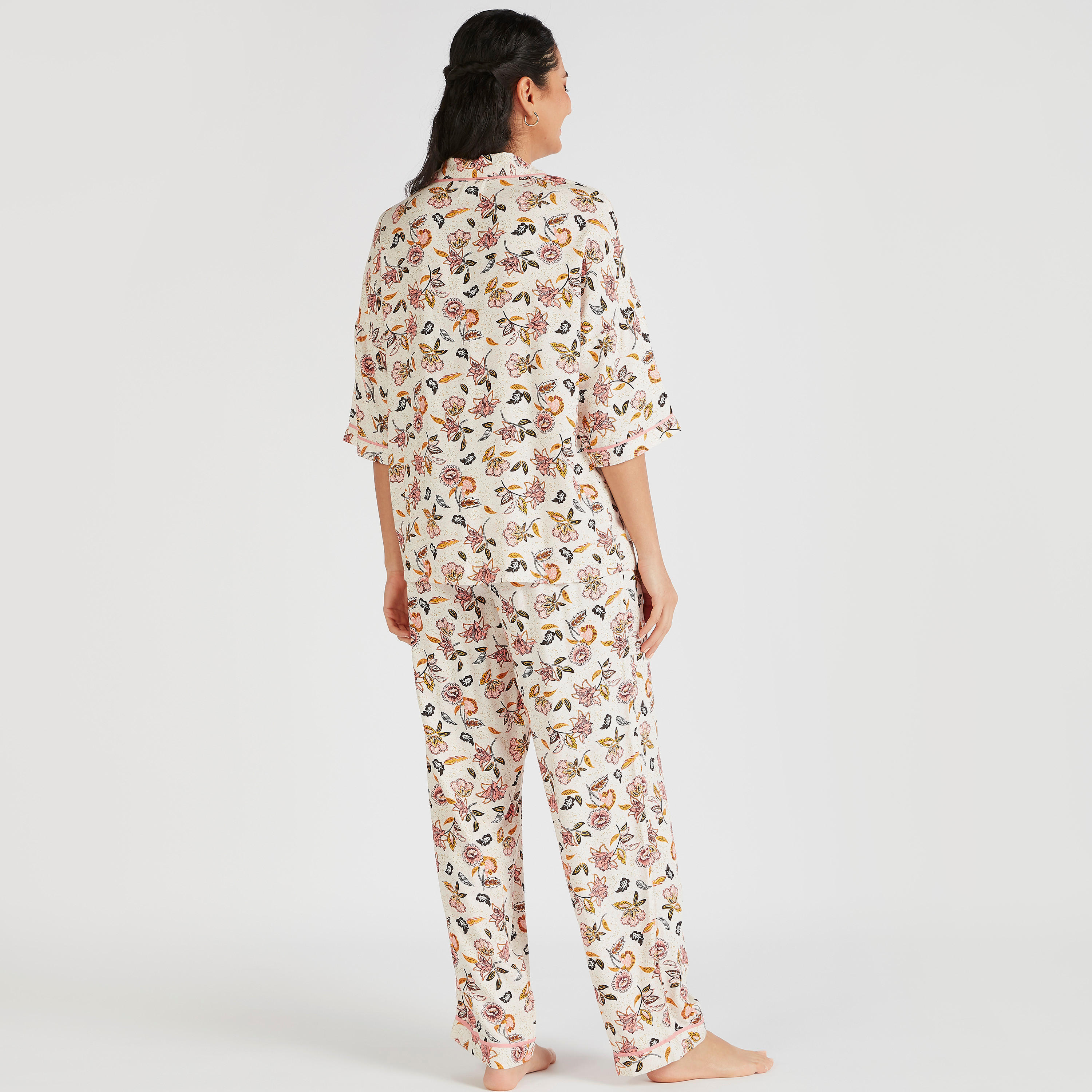طقم بنطلون بيجاما وقميص بطبعات أزهار-women-clothing-nightwear-pyjamas-longsets-image-5