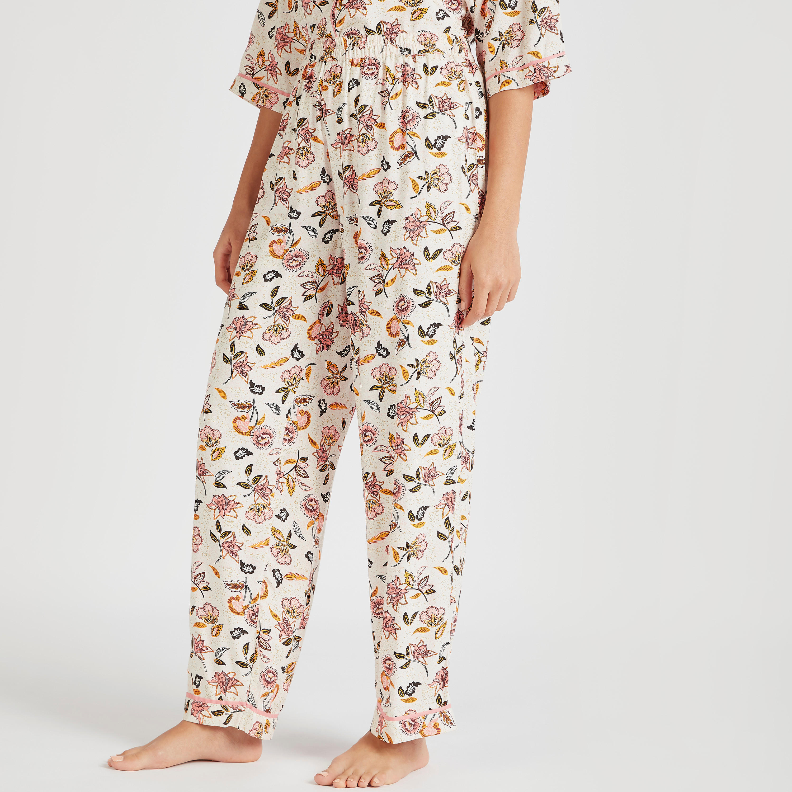 طقم بنطلون بيجاما وقميص بطبعات أزهار-women-clothing-nightwear-pyjamas-longsets-image-4