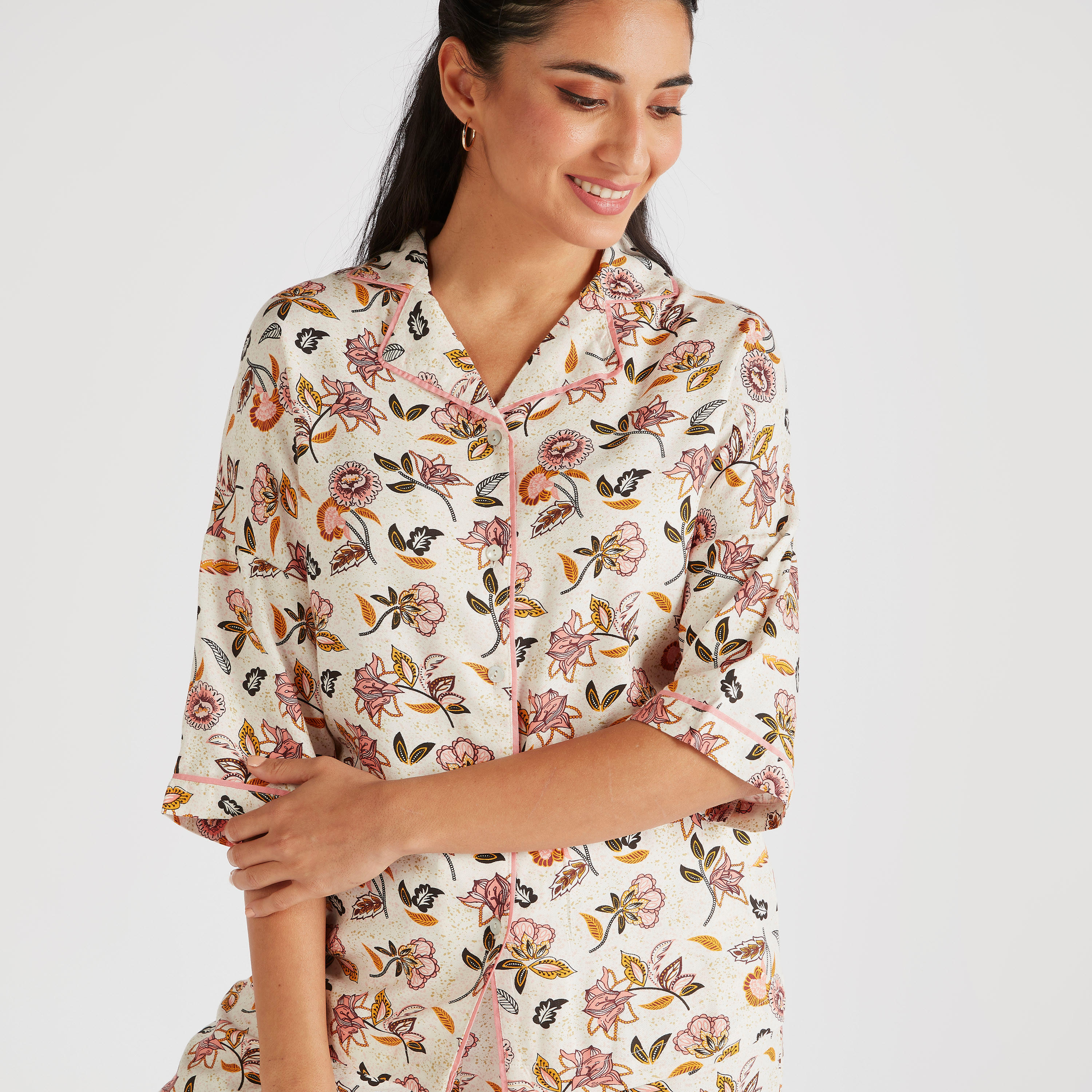 طقم بنطلون بيجاما وقميص بطبعات أزهار-women-clothing-nightwear-pyjamas-longsets-image-6