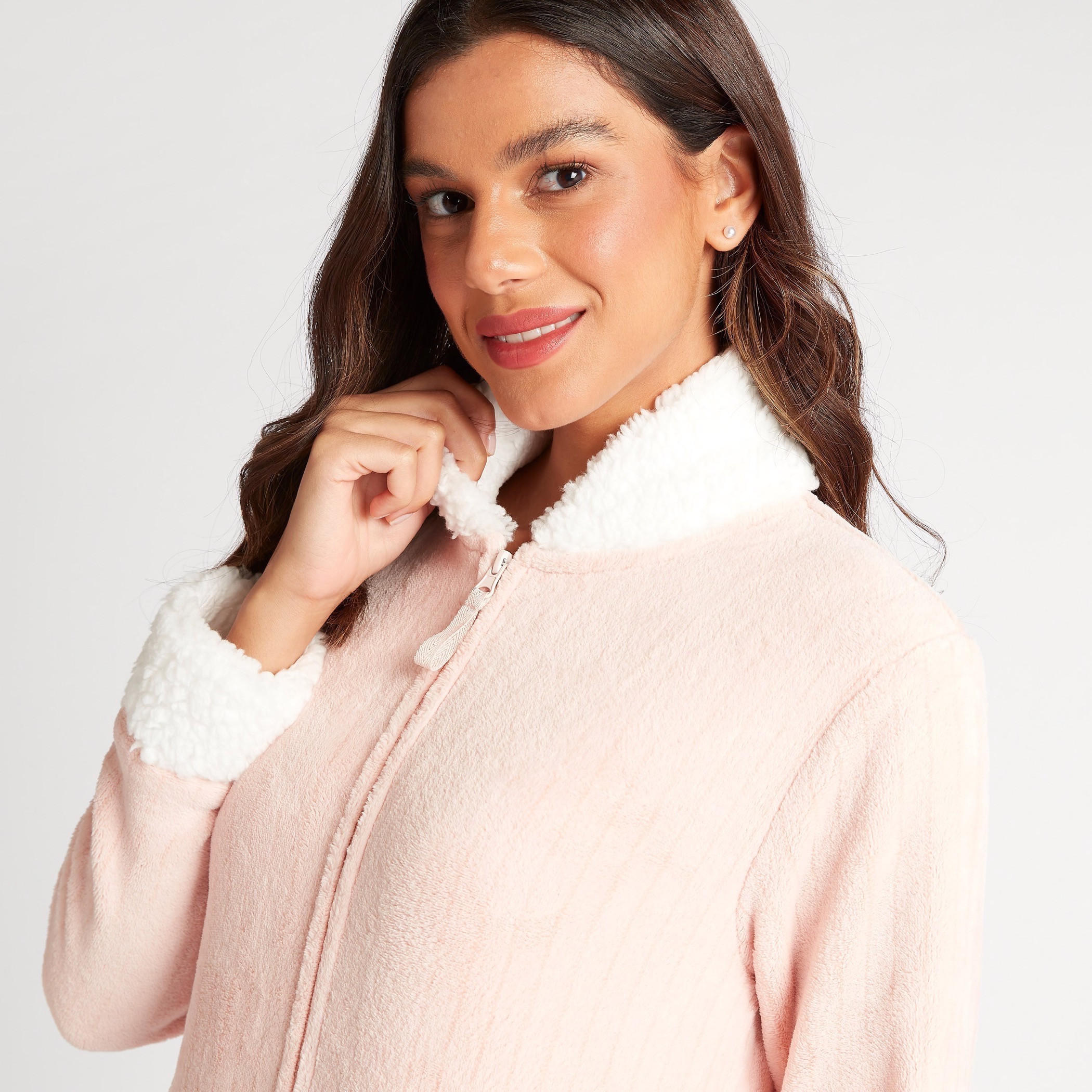 Textured Robe with Zip Closure and Pockets-women-clothing-nightwear-robes-image-3