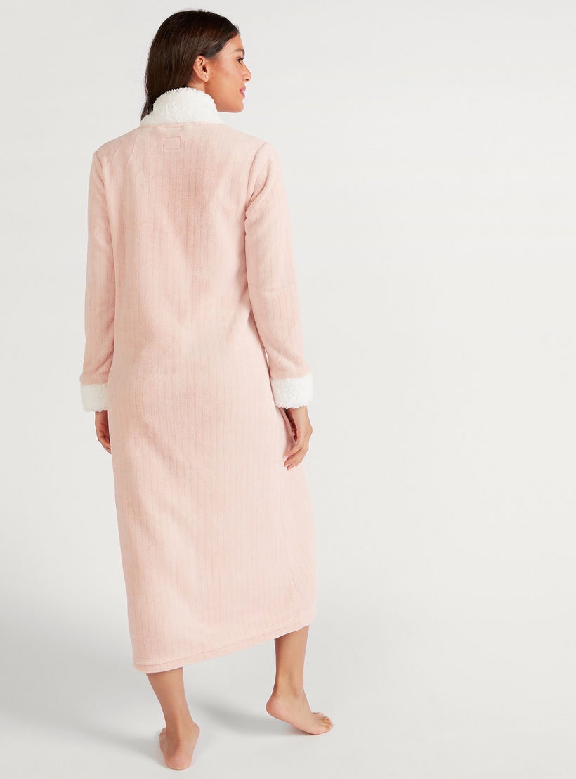 Textured Robe with Zip Closure and Pockets-women-clothing-nightwear-robes-image-4