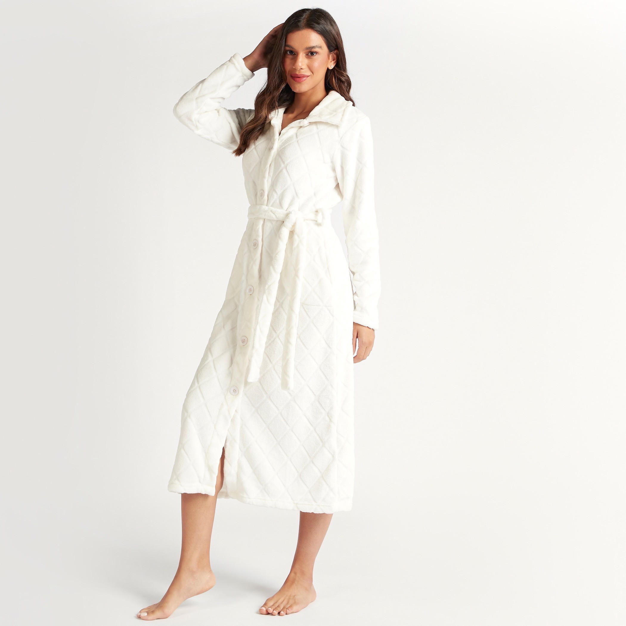 روب بارز الملمس بحزام ربط وجيوب-women-clothing-nightwear-robes-image-1