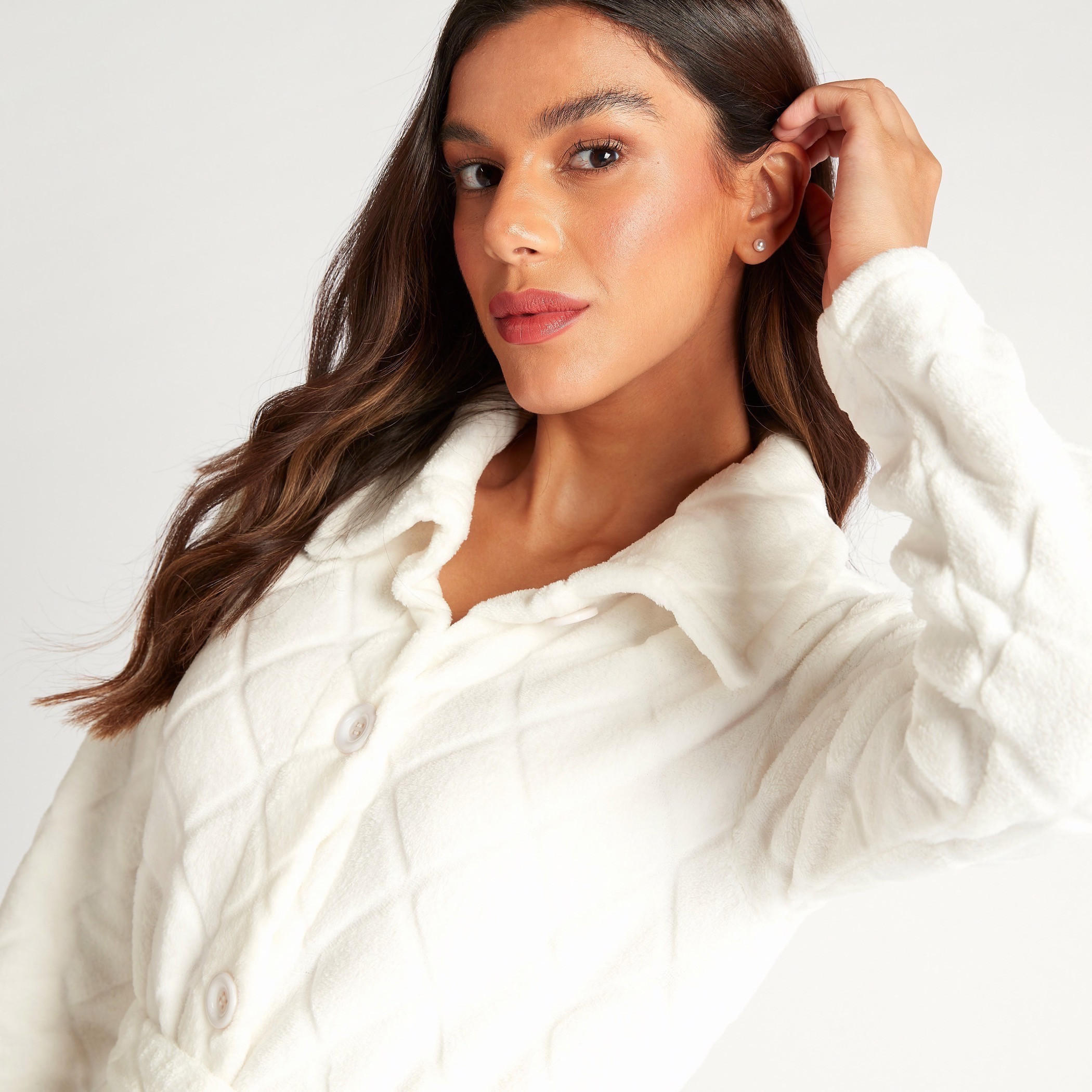 روب بارز الملمس بحزام ربط وجيوب-women-clothing-nightwear-robes-image-3