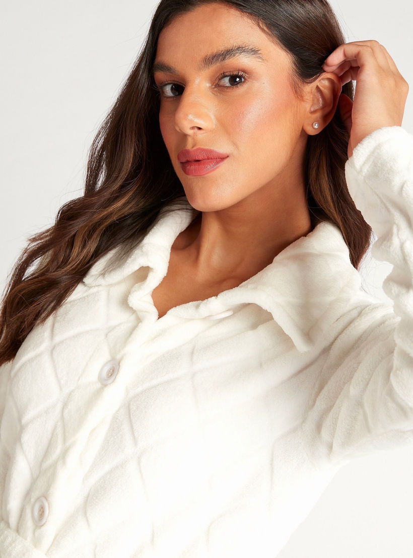روب بارز الملمس بحزام ربط وجيوب-women-clothing-nightwear-robes-image-3