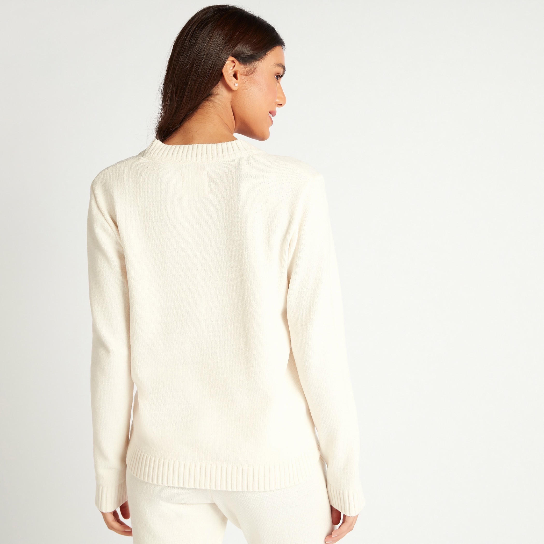 Textured V-neck T-shirt with Long Sleeves-women-clothing-nightwear-pyjamas-tops-image-4