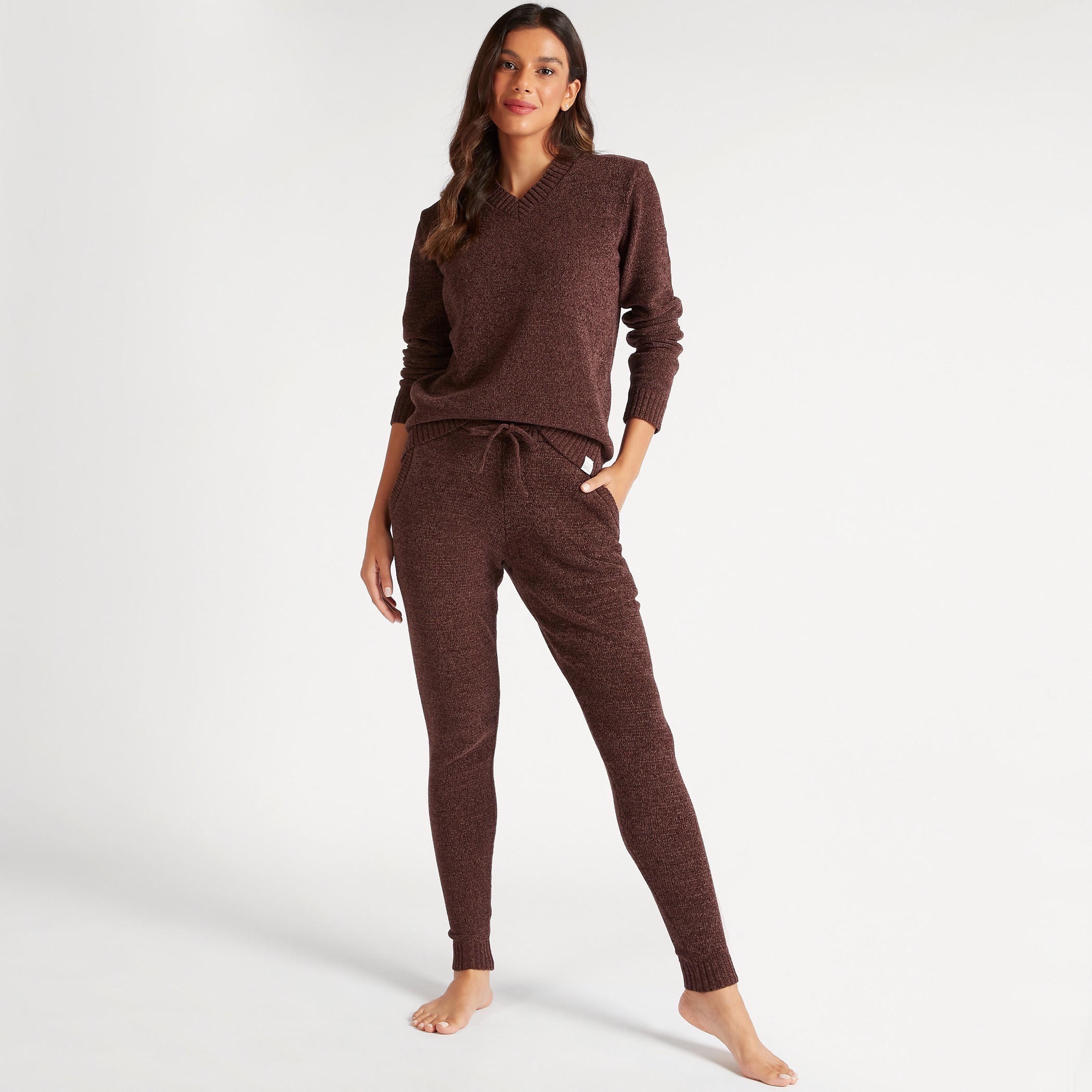 بنطلون بيجاما طويل سادة برباط إغلاق وجيوب-women-clothing-nightwear-pyjamas-bottoms-image-3