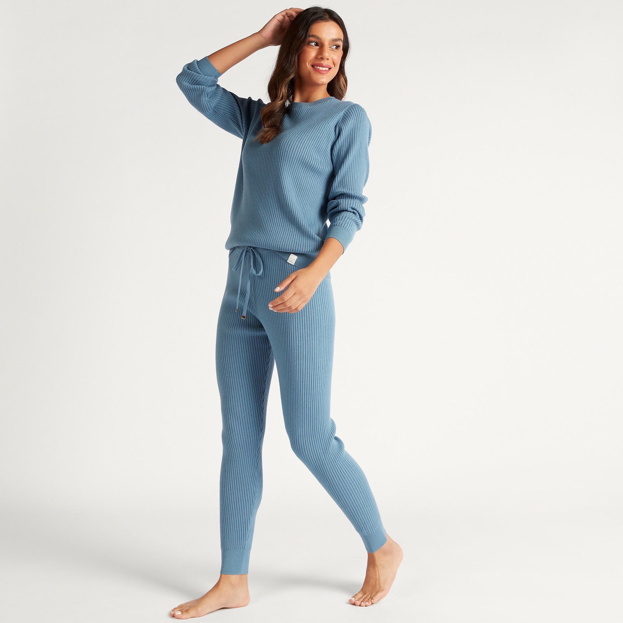 طقم بنطلون بيجاما بارز الملمس برباط إغلاق-women-clothing-nightwear-pyjamas-bottoms-image-5