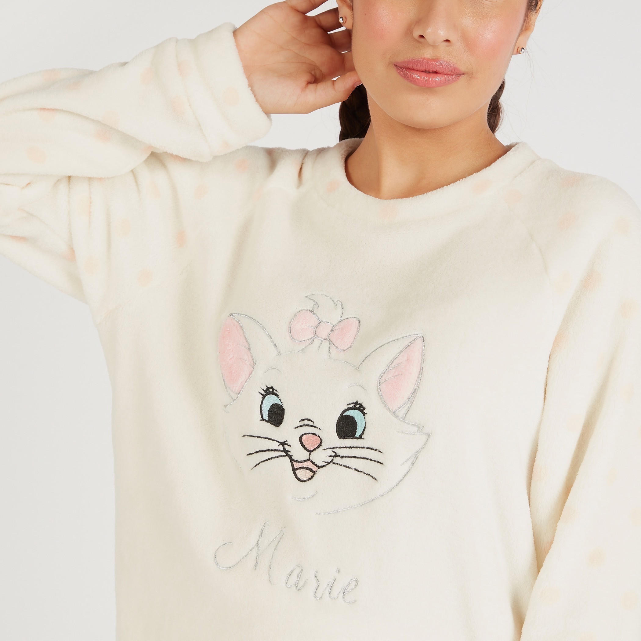 طقم بنطلون بيجاما وجوارب وبلوزة بارزة الملمس بأكمام طويلة وتصميم ماري-women-clothing-nightwear-pyjamas-longsets-image-8