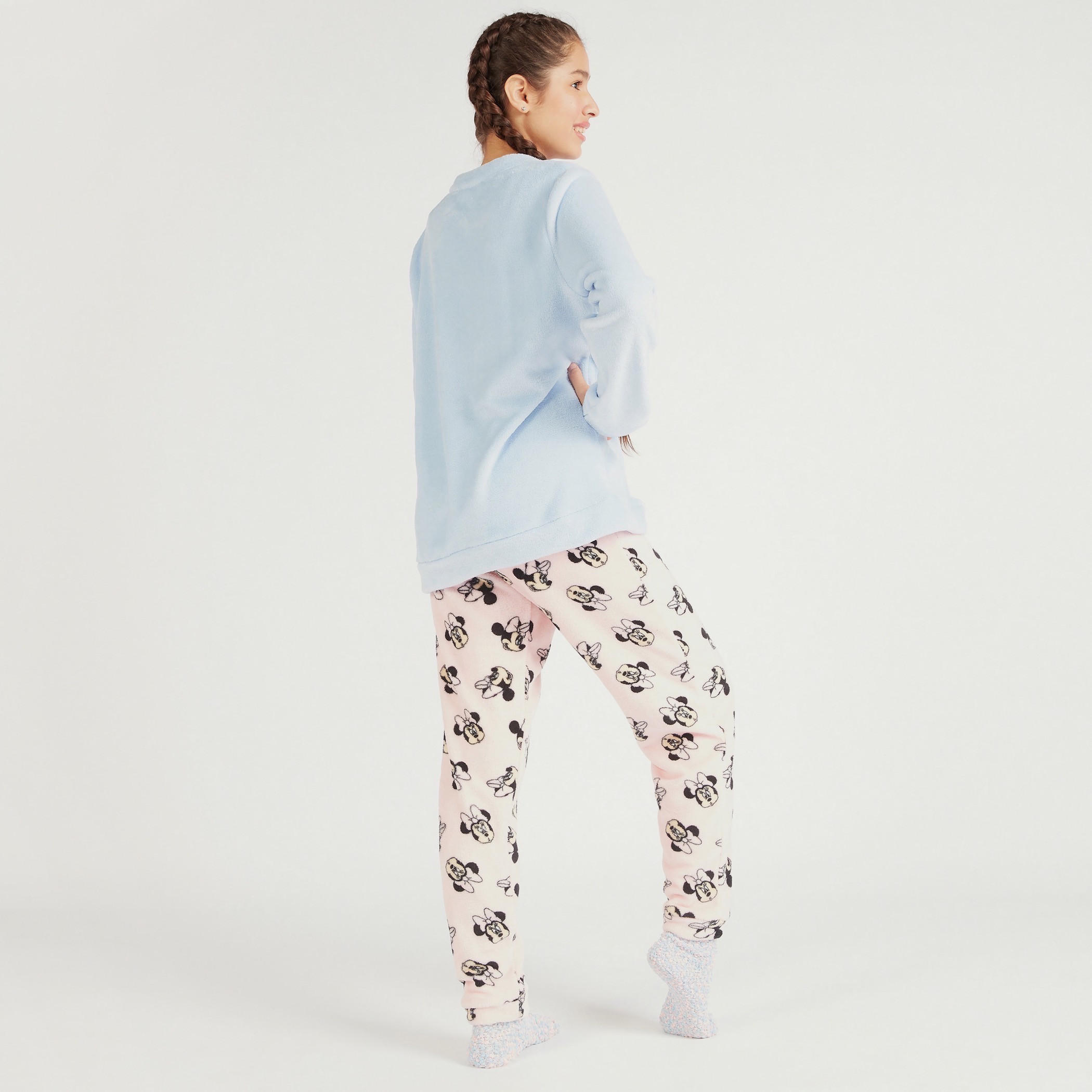Minnie Mouse Textured Sweatshirt and Pyjama Set with Socks-women-clothing-nightwear-pyjamas-longsets-image-4