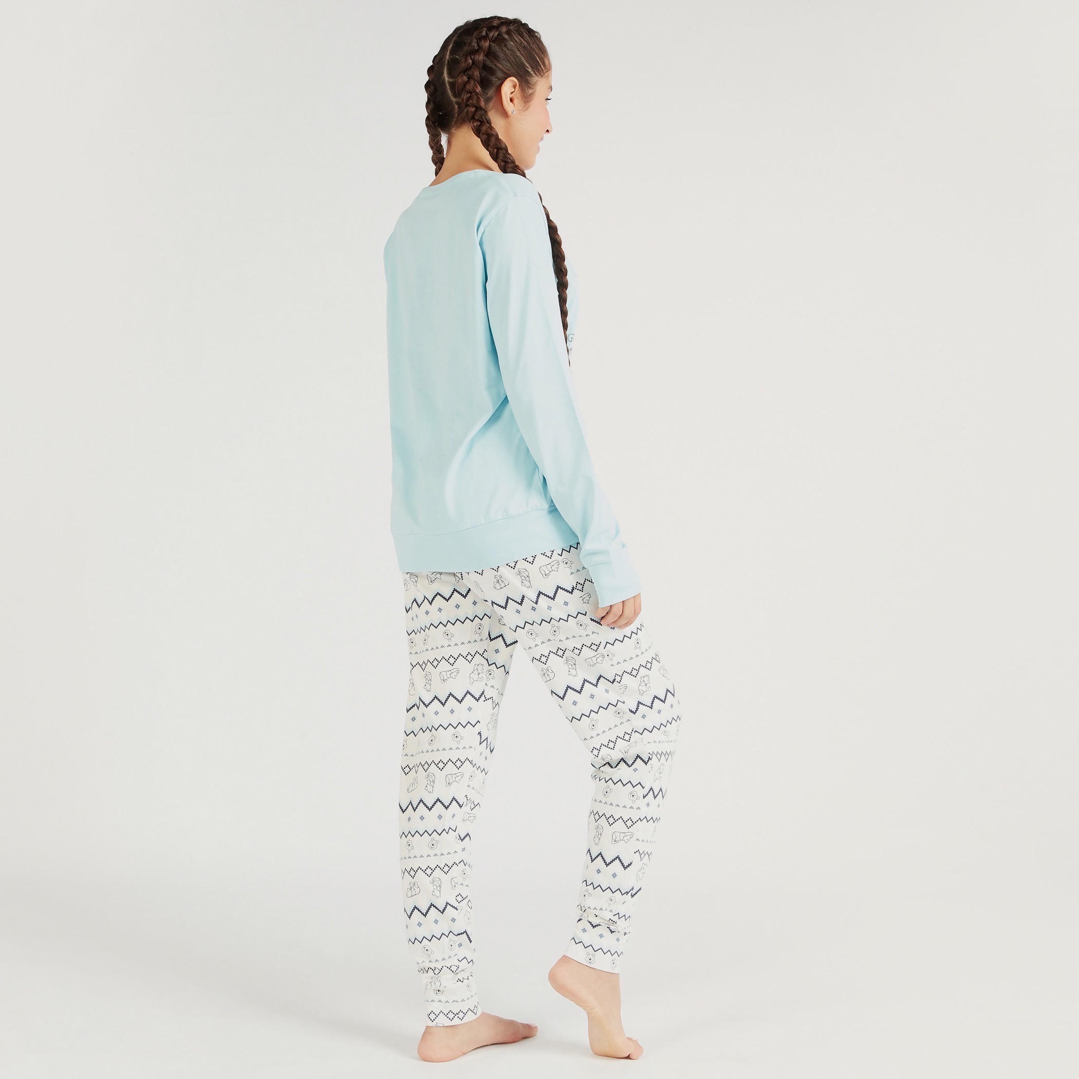 طقم بنطلون بيجاما وتيشيرت بياقة ضيّقة وطبعات-women-clothing-nightwear-pyjamas-longsets-image-4