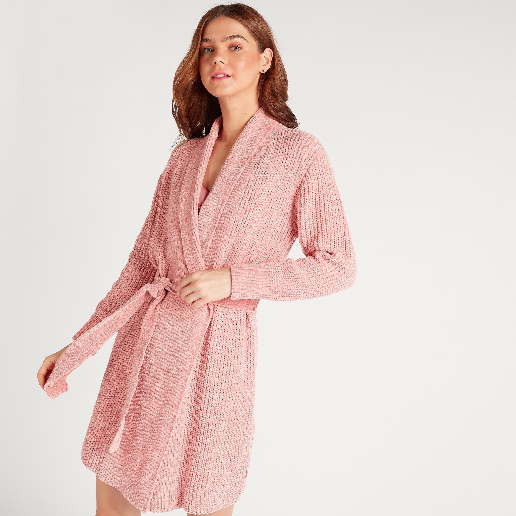 روب نوم بارز الملمس بحزام وأكمام طويلة-women-clothing-nightwear-robes-image-6