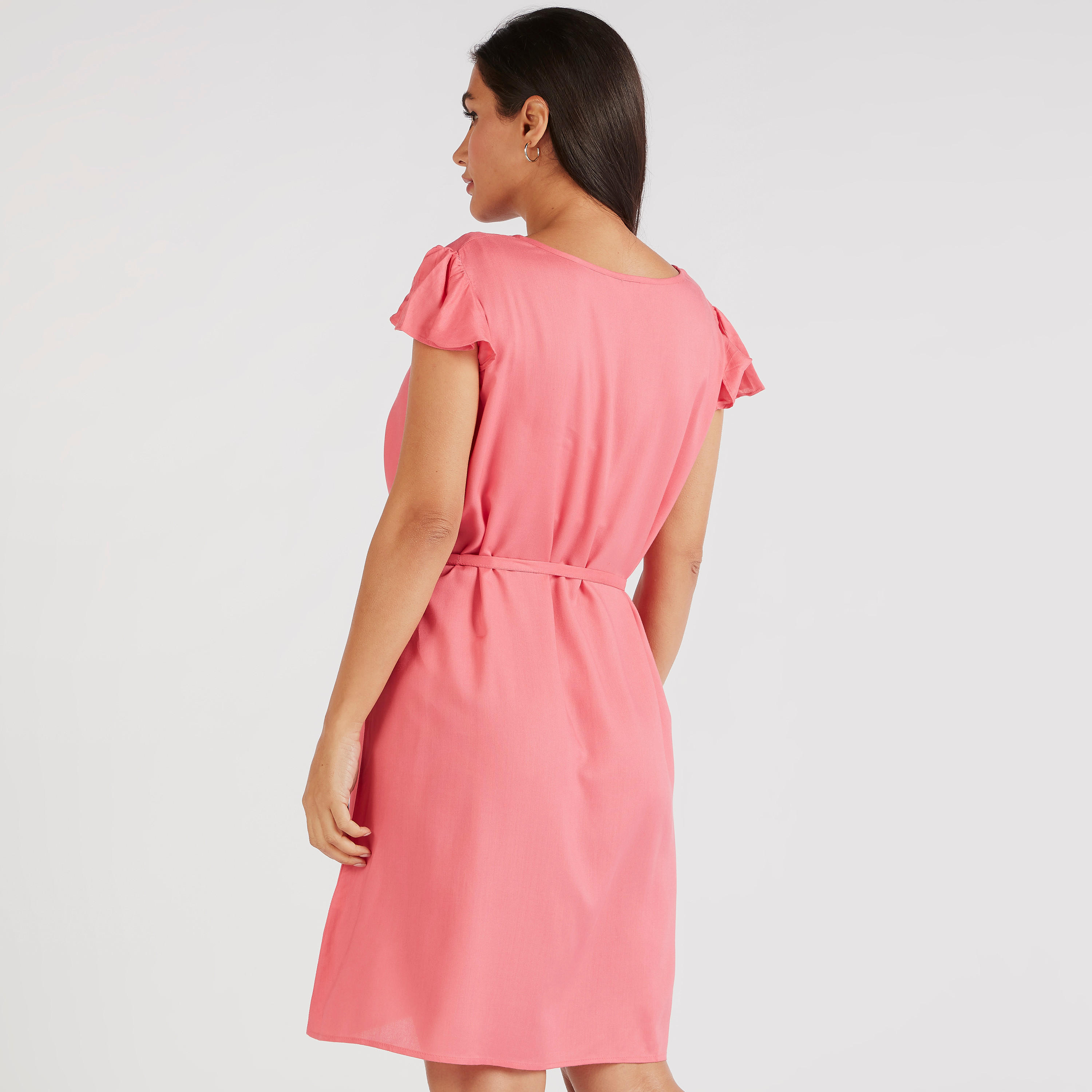 قميص نوم بأكمام كاب وخصر رباط وطبعات - طقم من قطعتين-women-clothing-nightwear-nighties-image-2