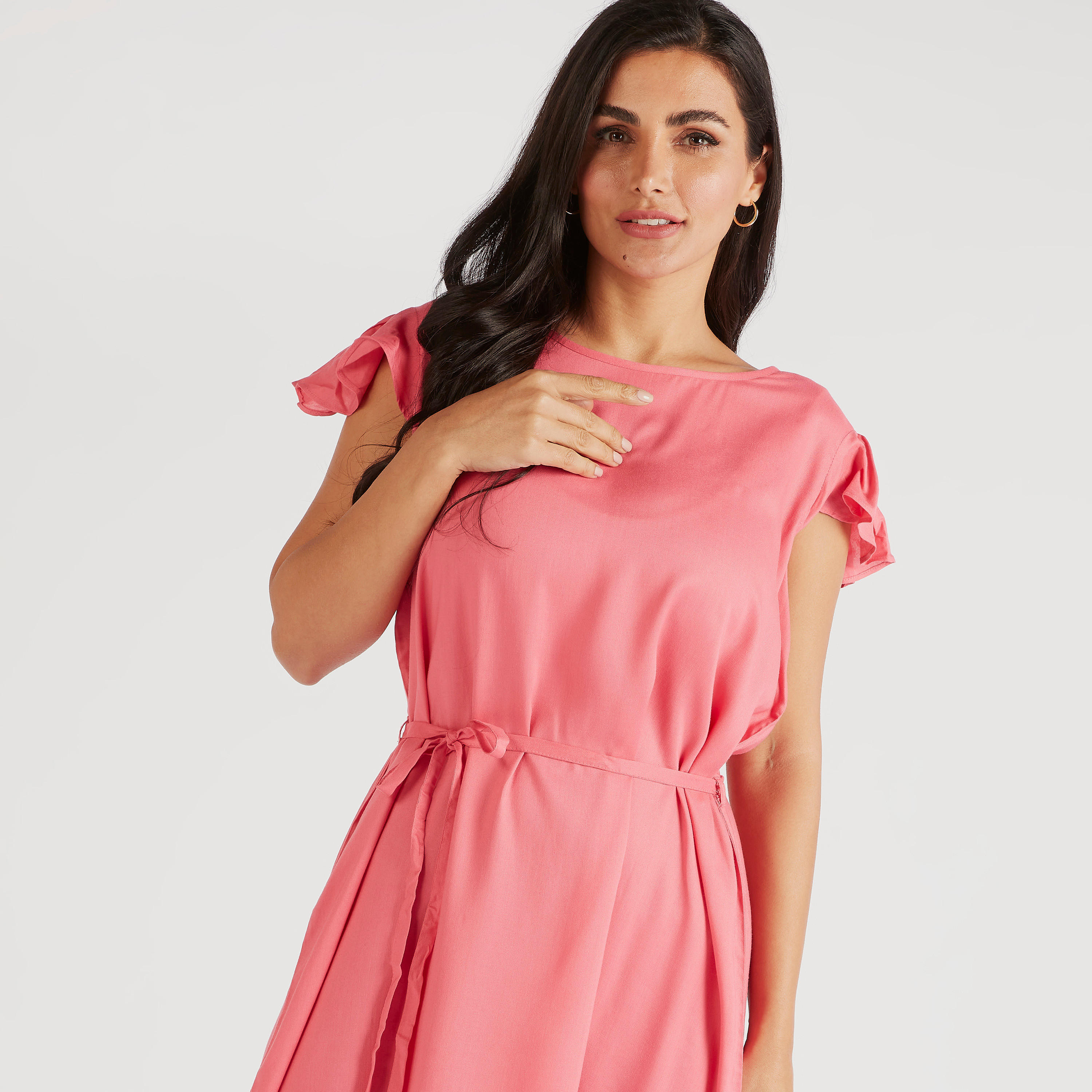 قميص نوم بأكمام كاب وخصر رباط وطبعات - طقم من قطعتين-women-clothing-nightwear-nighties-image-4