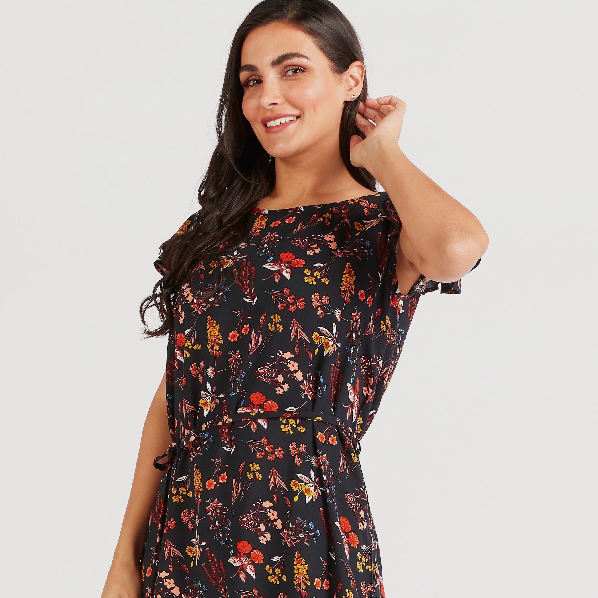 قميص نوم بأكمام كاب وياقة مستديرة وطبعات - طقم من قطعتين-women-clothing-nightwear-nighties-image-5