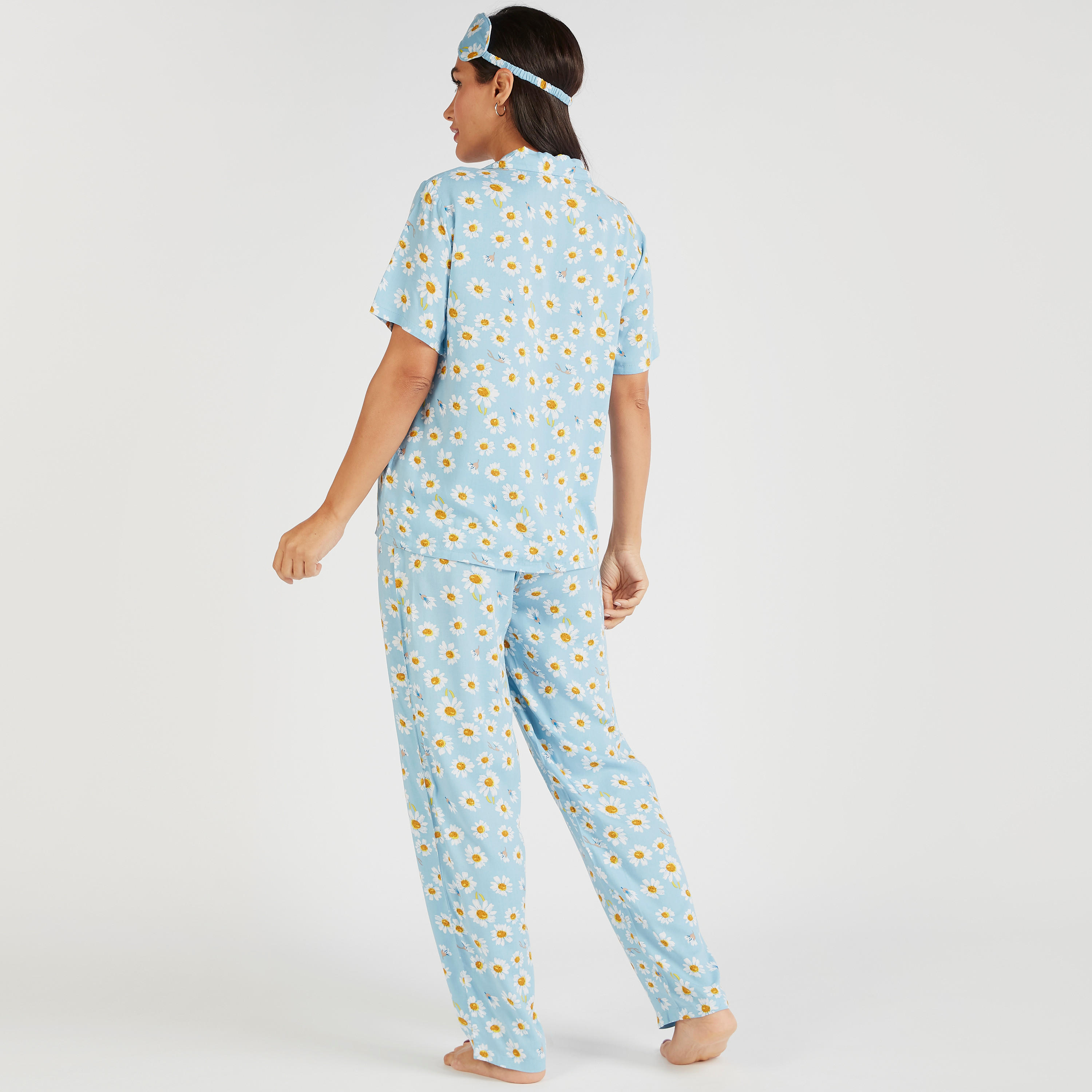 طقم بنطلون بيجاما وقميص بأكمام قصيرة وطبعات أزهار - 3 قطع-women-clothing-nightwear-pyjamas-longsets-image-4