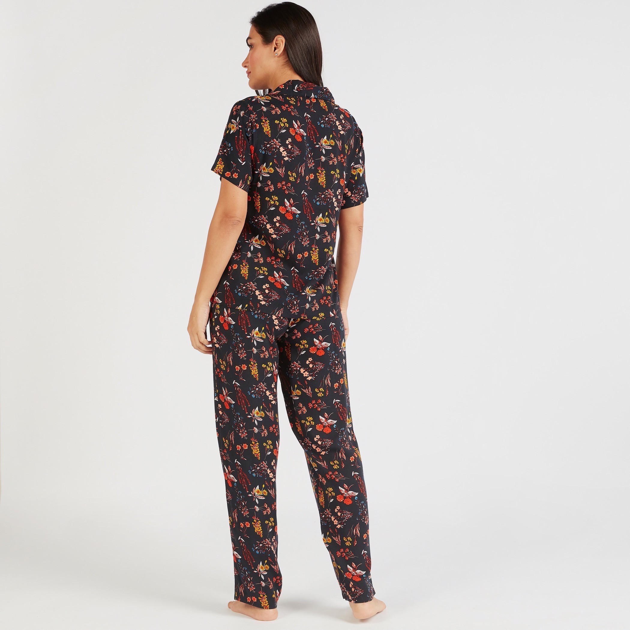 طقم بنطلون بيجاما وقميص بطبعات زهرية مع قناع للعين-women-clothing-nightwear-pyjamas-longsets-image-4