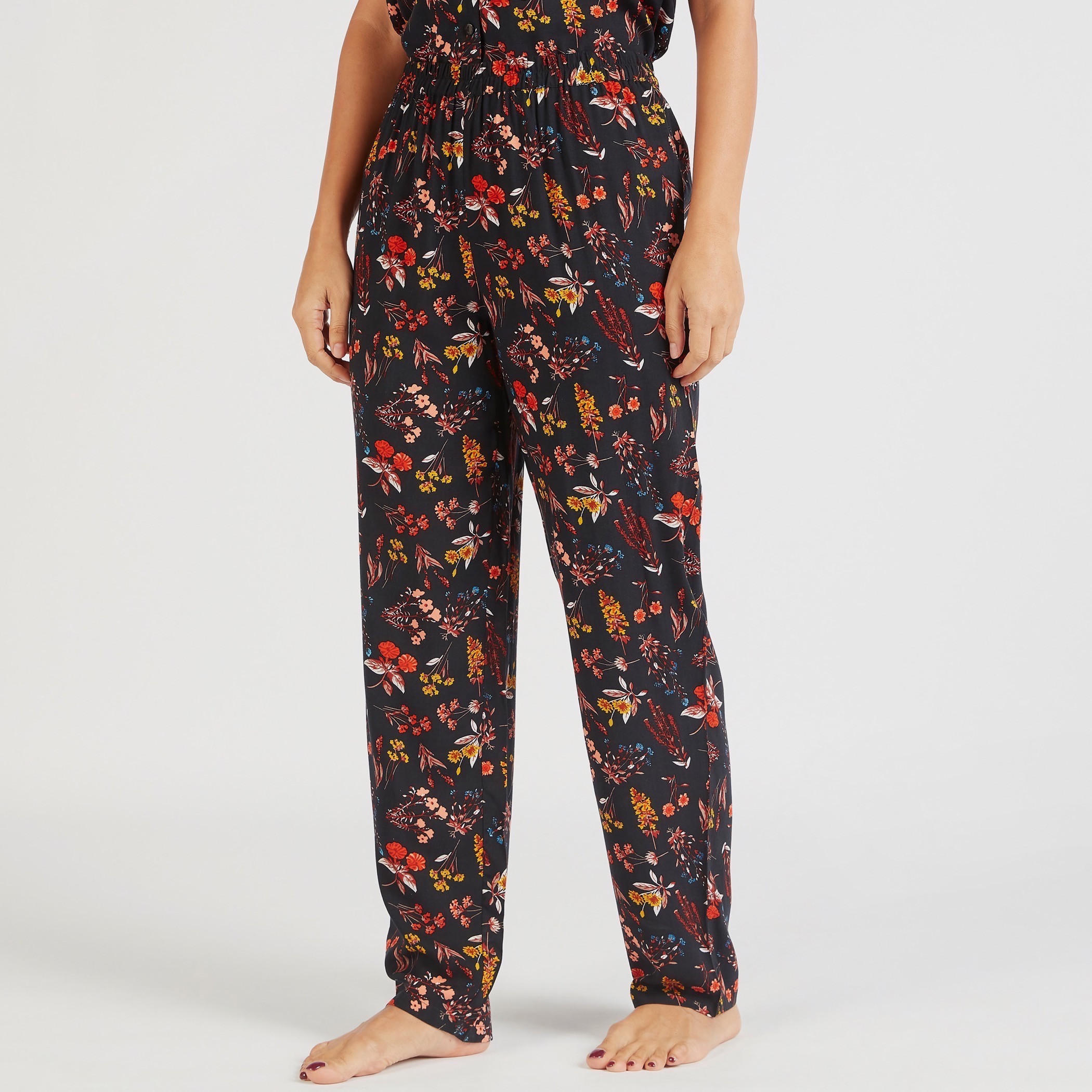 طقم بنطلون بيجاما وقميص بطبعات زهرية مع قناع للعين-women-clothing-nightwear-pyjamas-longsets-image-6