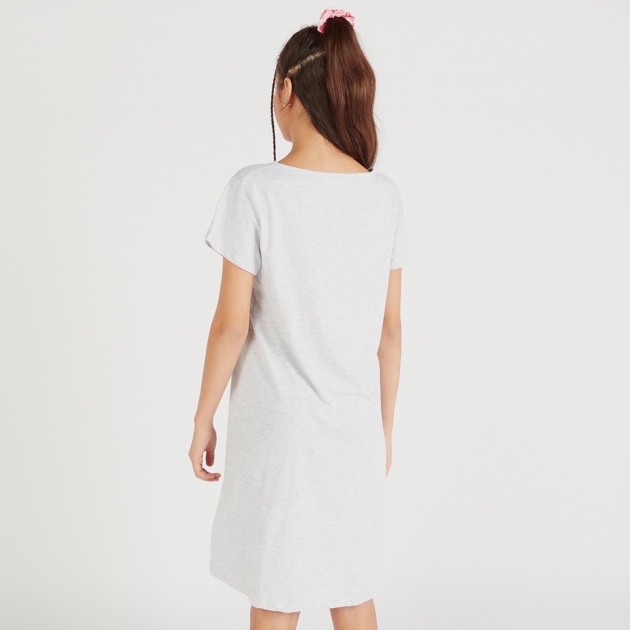 قميص نوم بياقة ضيّقة وأكمام قصيرة وطبعات - طقم من قطعتين-women-clothing-nightwear-nighties-image-4