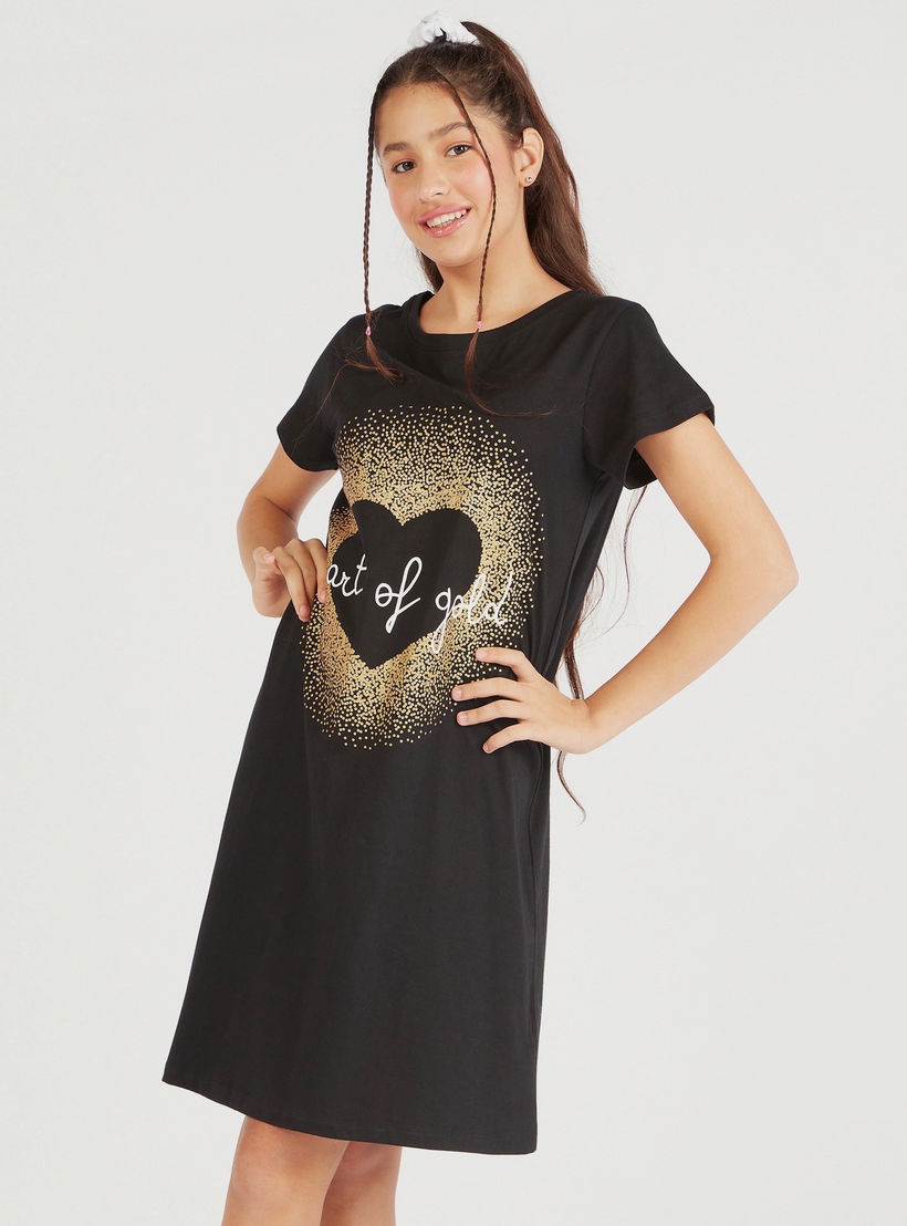 Set of 2 - Round Neck Sleepshirt with Short Sleeves-women-clothing-nightwear-nighties-image-2