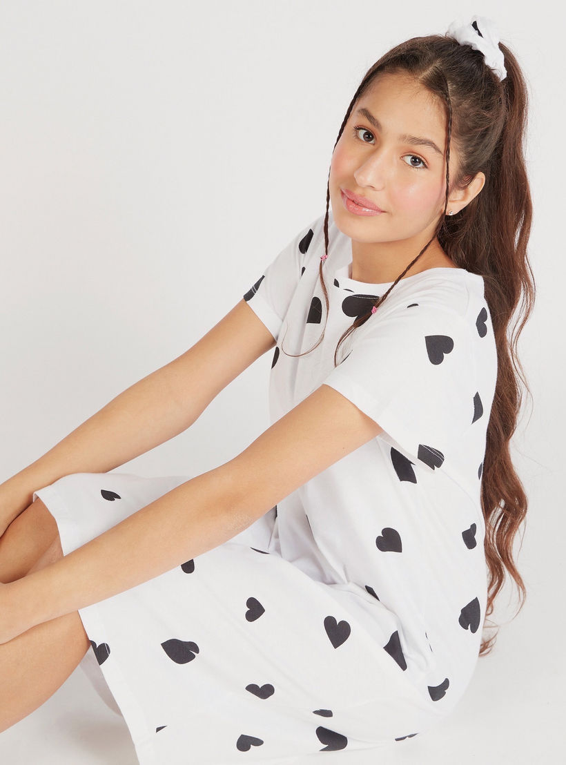 Set of 2 - Round Neck Sleepshirt with Short Sleeves-women-clothing-nightwear-nighties-image-3