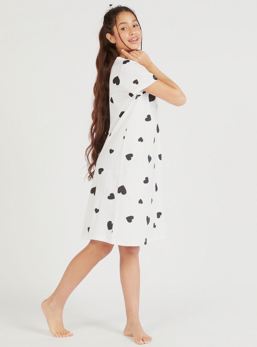 Set of 2 - Round Neck Sleepshirt with Short Sleeves-women-clothing-nightwear-nighties-image-4