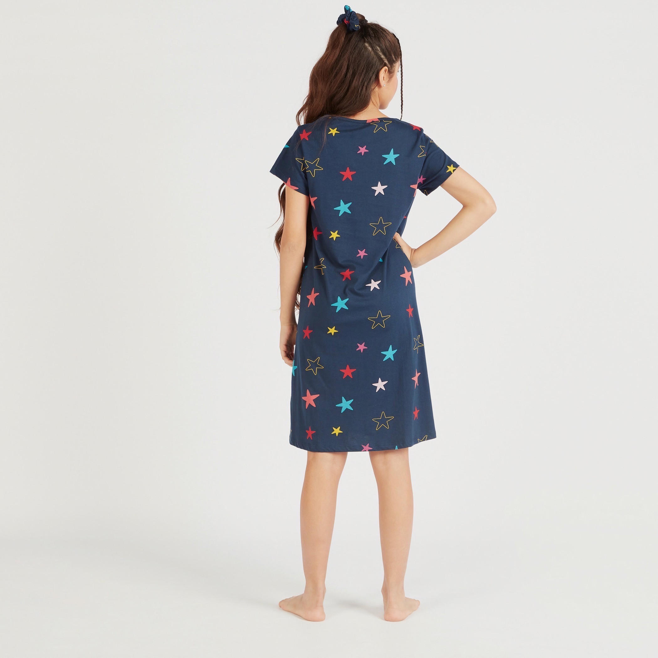 قميص نوم بياقة مستديرة وأكمام قصيرة وطبعات - طقم من قطعتين-women-clothing-nightwear-pyjamas-longsets-image-4