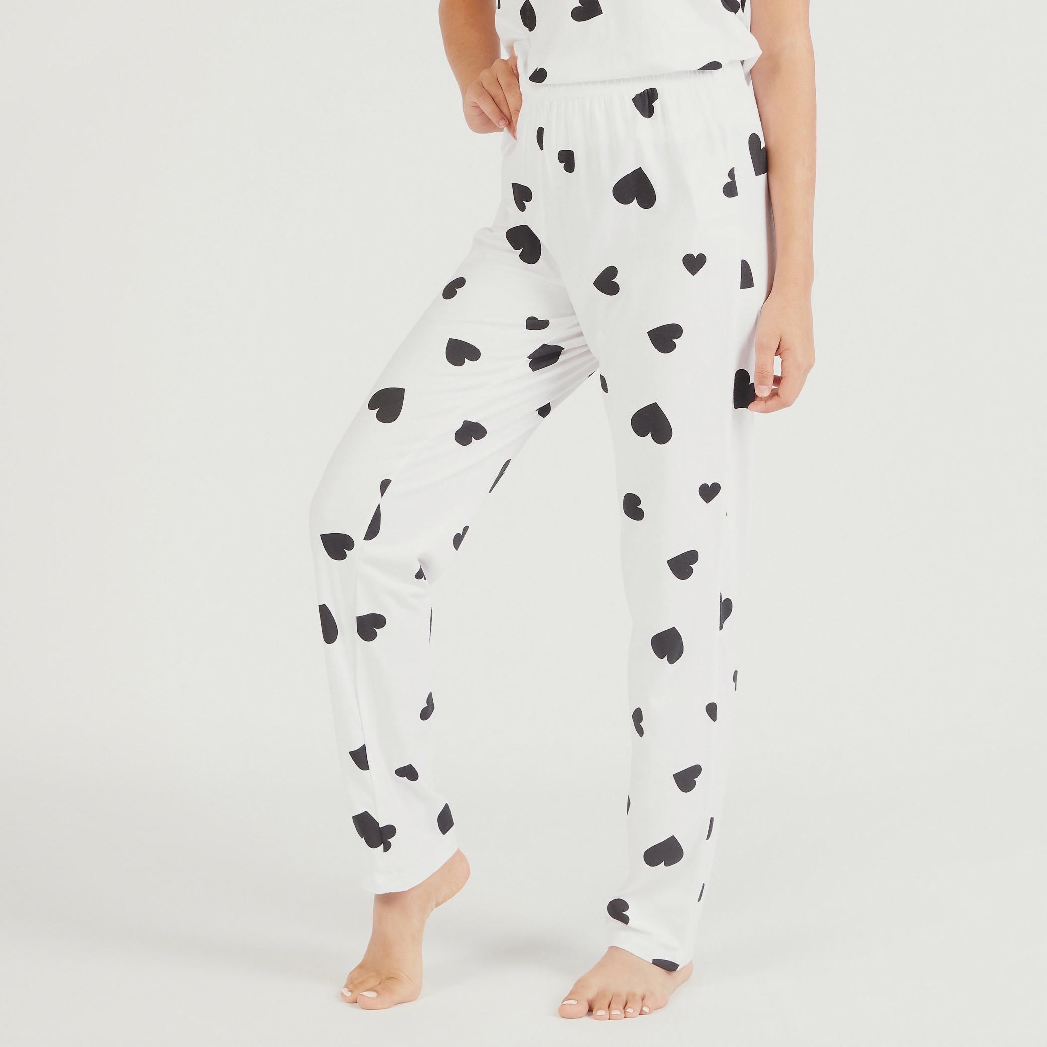 طقم بنطلون بيجاما وتيشيرت بياقة مستديرة وطبعات وقناع عيون-women-clothing-nightwear-pyjamas-longsets-image-6