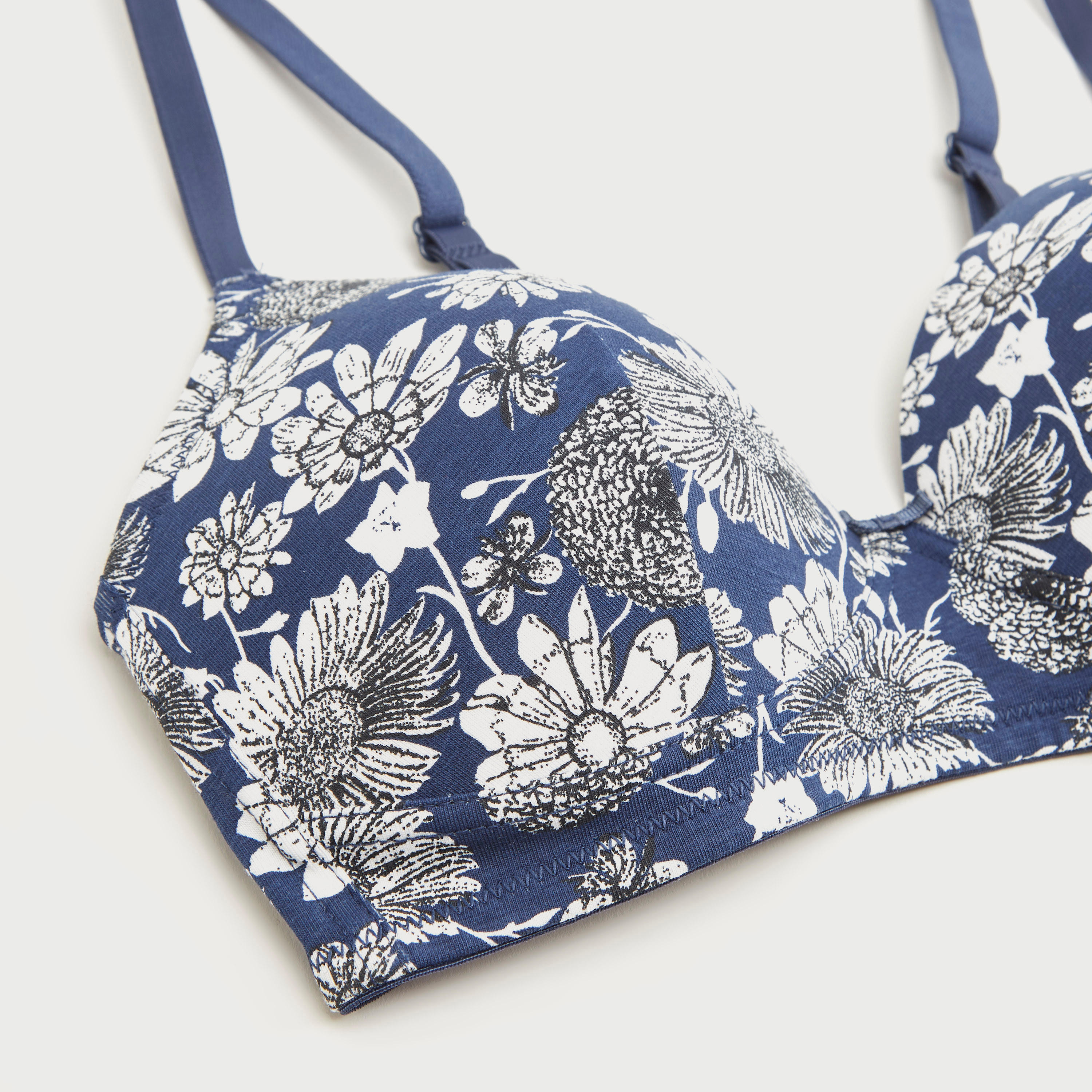 صدرية تيشيرت مبطنة بخطآف إغلاق وطبعات أزهار-women-clothing-lingerie-bras-image-2