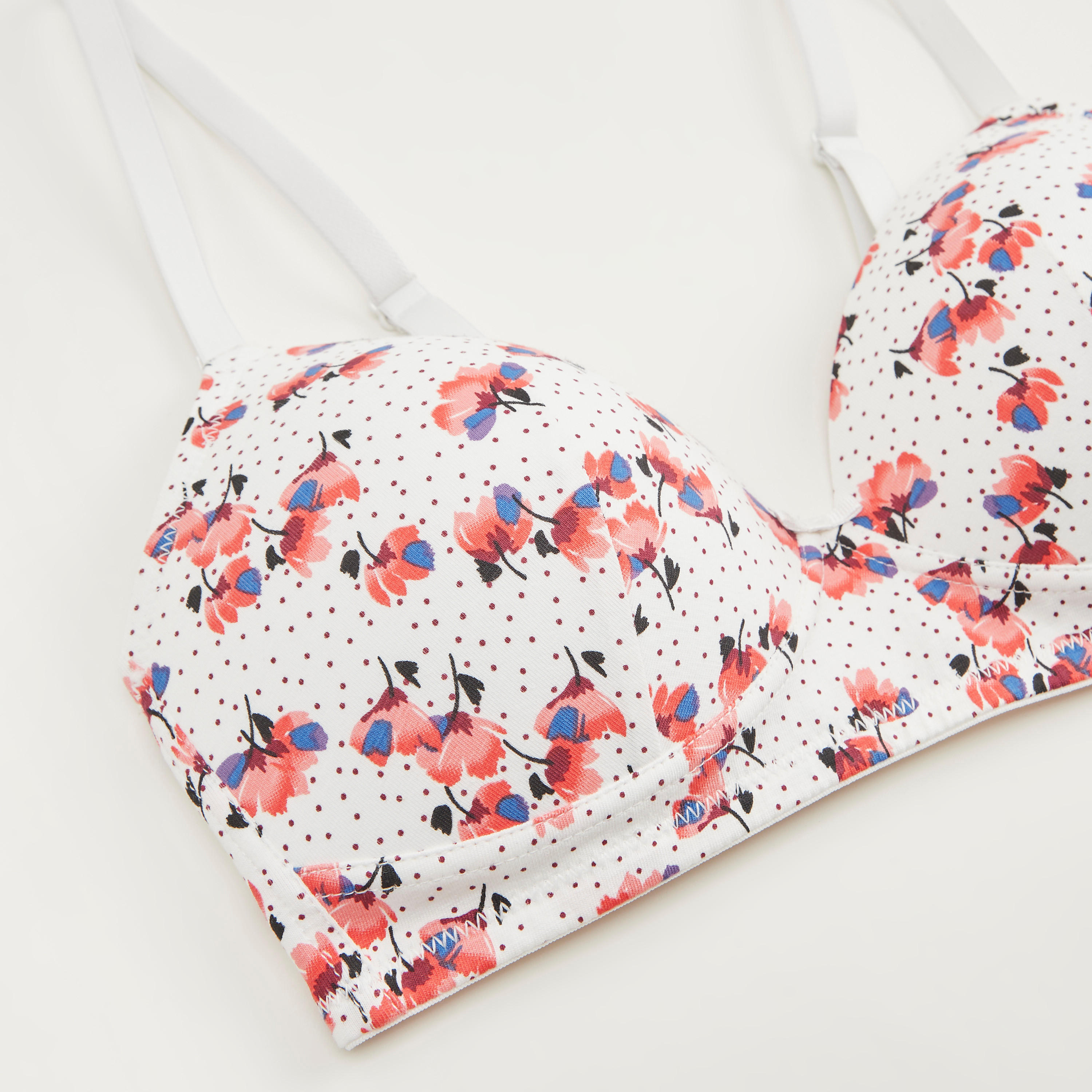 صدرية تيشيرت مبطنة بخطآف إغلاق وطبعات أزهار-women-clothing-lingerie-bras-image-2
