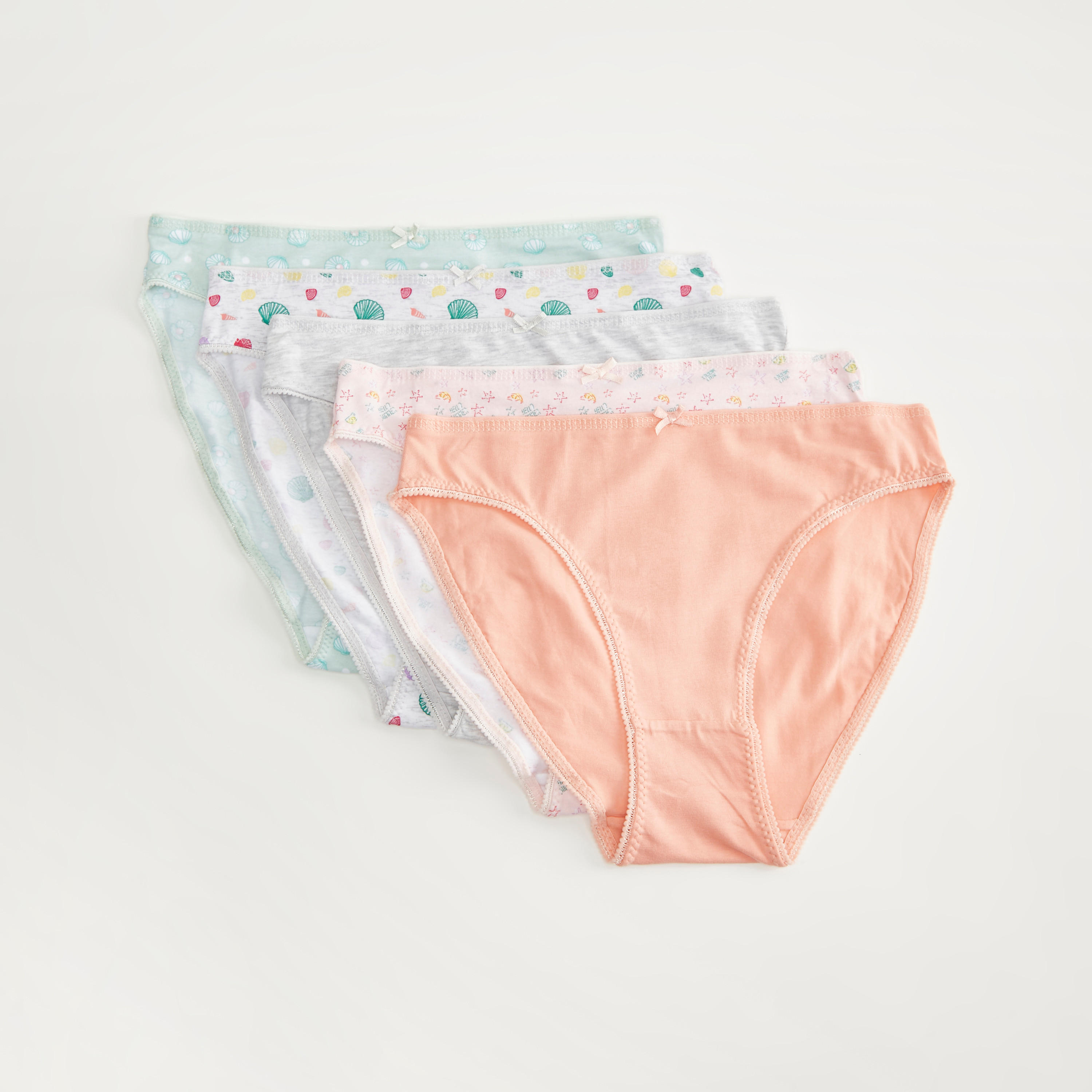 سراويل هيبستر متنوّعة بتفاصيل فيونكة - طقم من 5-women-clothing-lingerie-panties-image-1