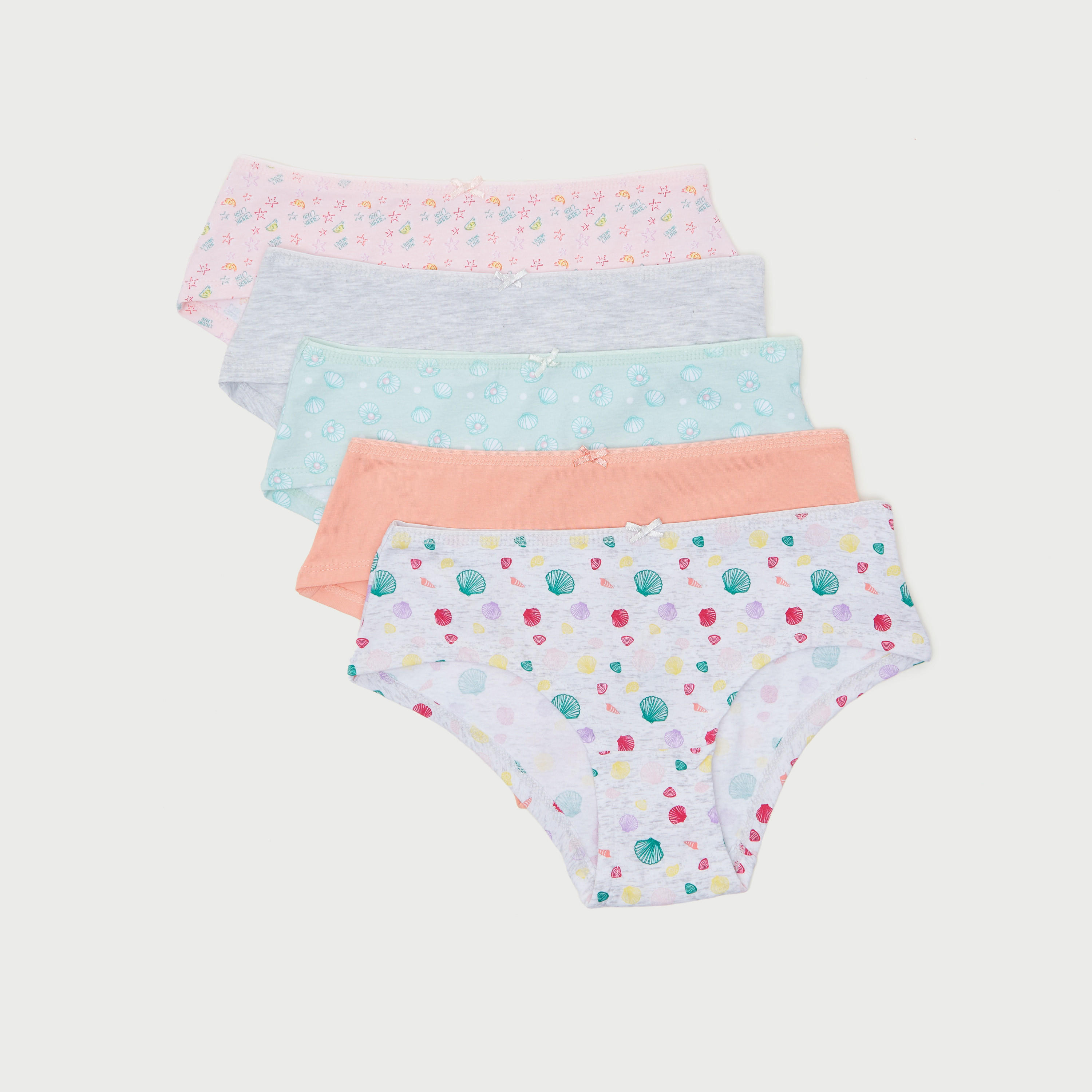 سراويل هيبستر متنوعة بتفاصيل فيونكة - طقم من 5 قطع-women-clothing-lingerie-panties-image-1