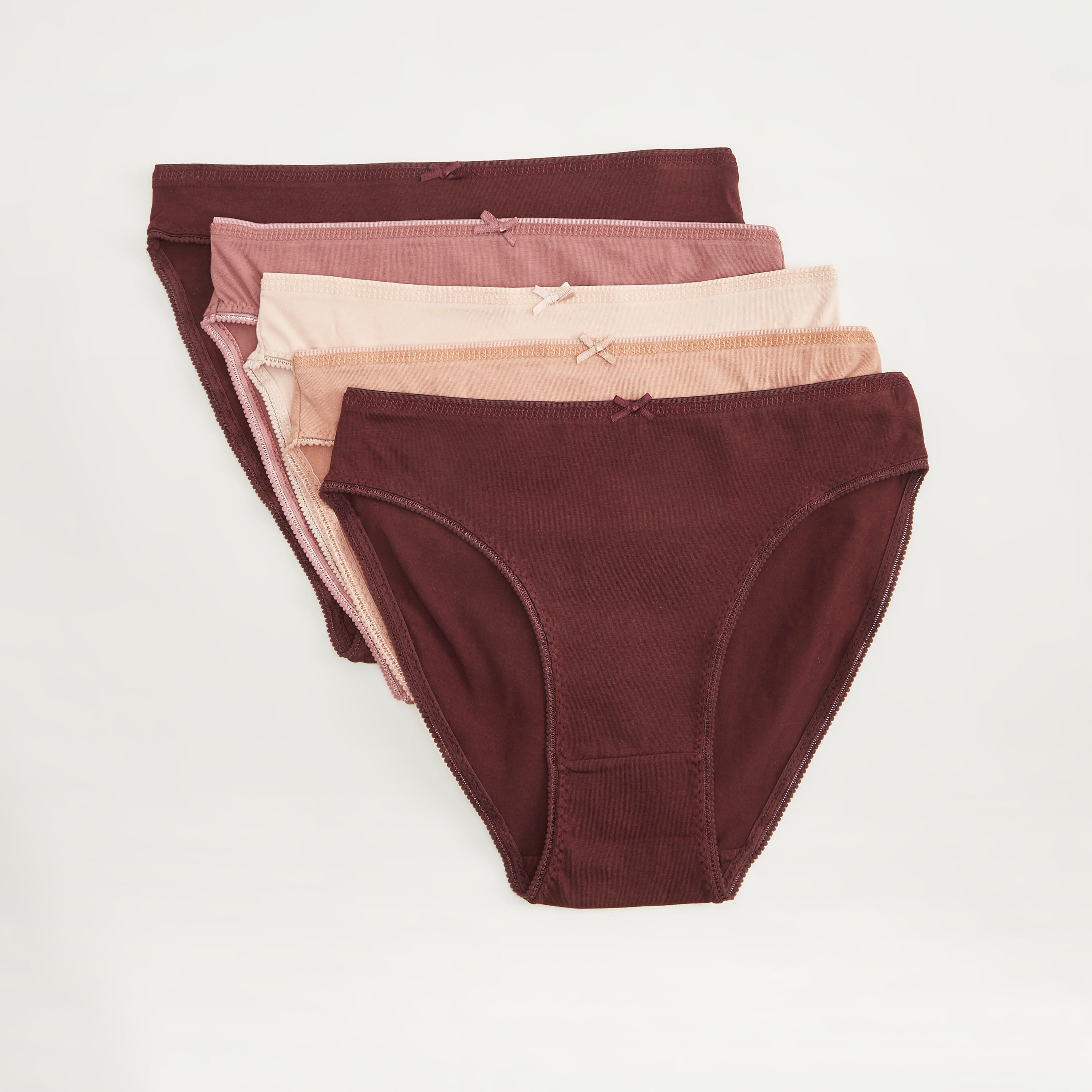 سراويل داخليّة هيبستر سادة بخصر مطّاطي - طقم من 5 قطع-women-clothing-lingerie-panties-image-1