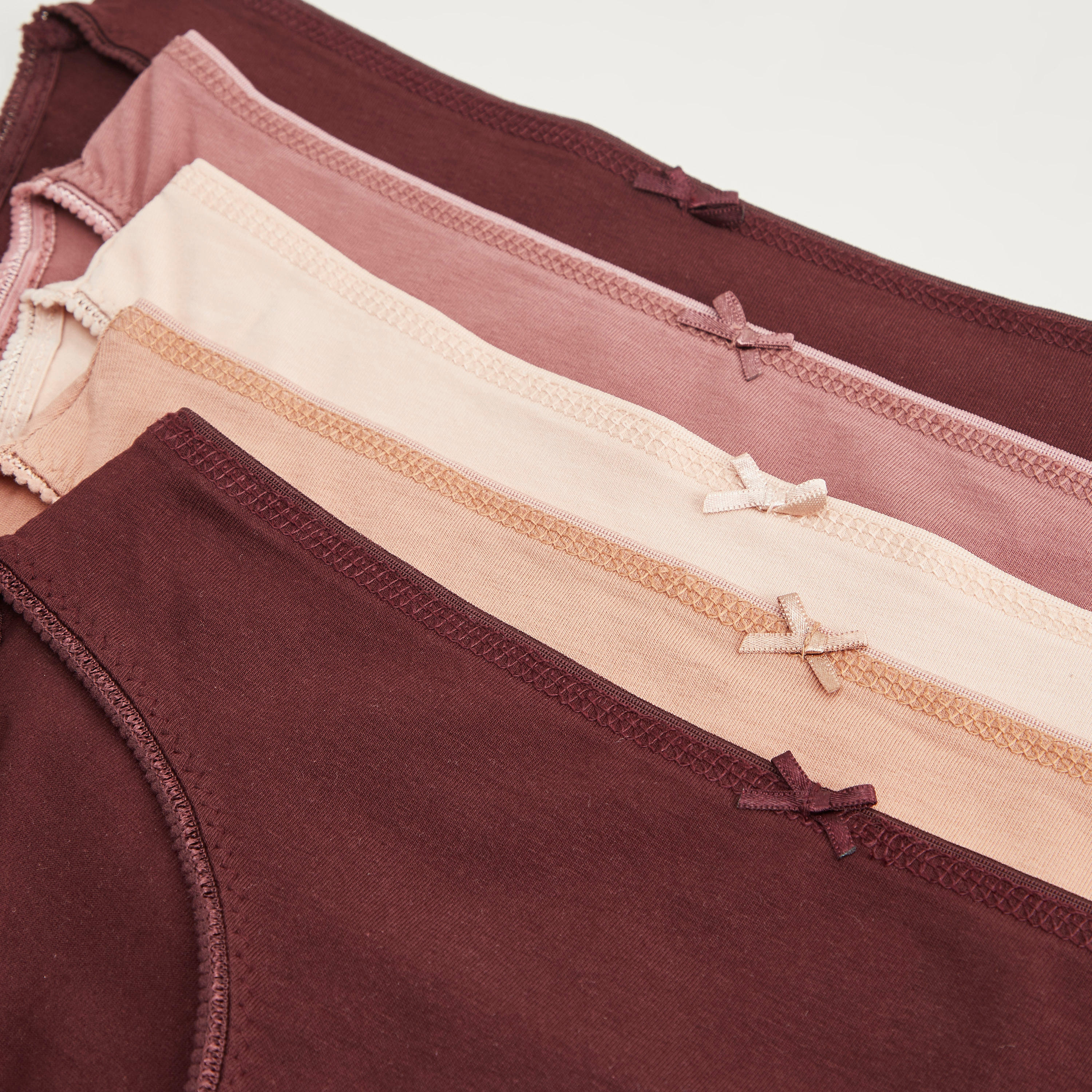 سراويل داخليّة هيبستر سادة بخصر مطّاطي - طقم من 5 قطع-women-clothing-lingerie-panties-image-2