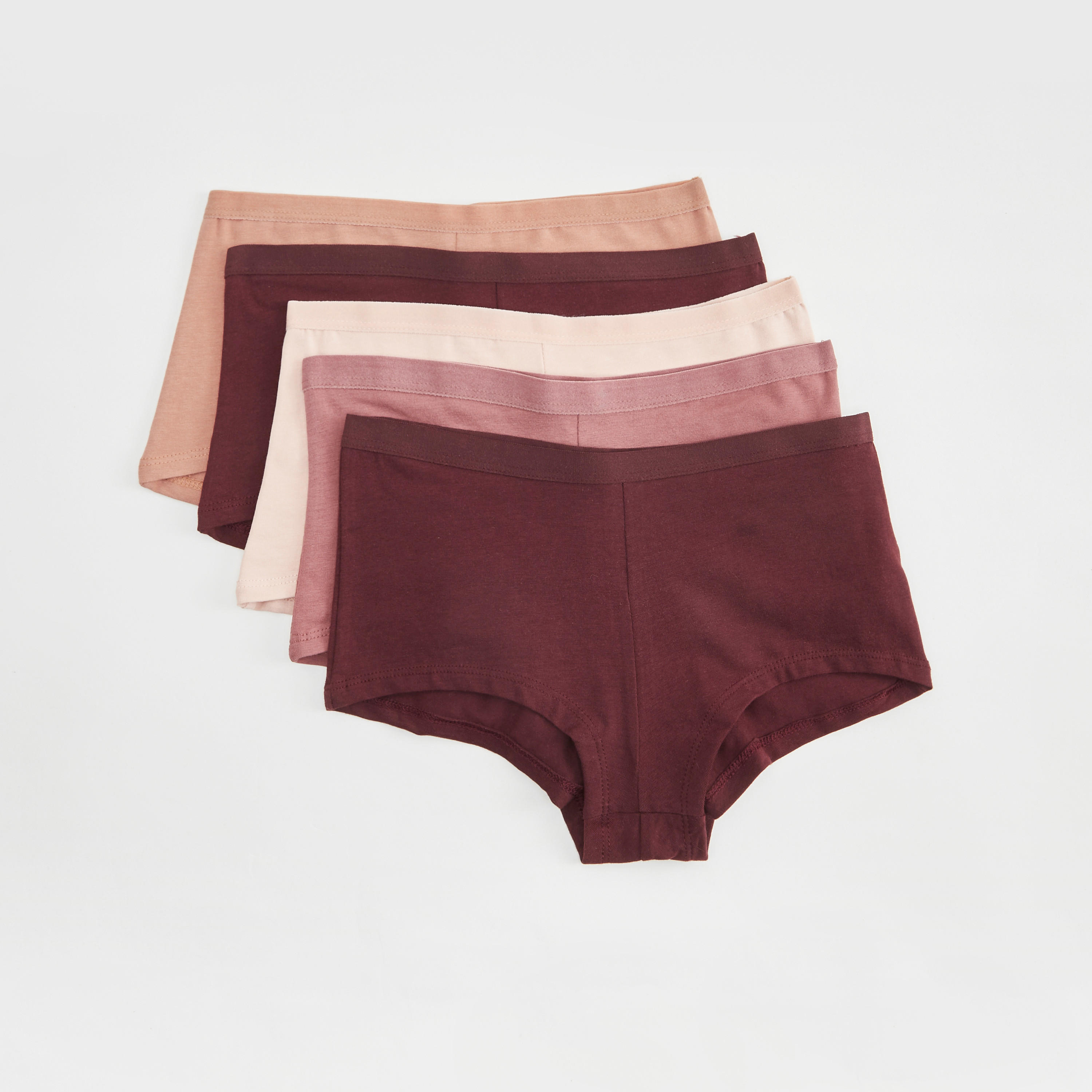 سراويل داخلية بوي شورت سادة بخصر مطّاطي- مجموعة من 5 قطع-women-clothing-lingerie-panties-image-1