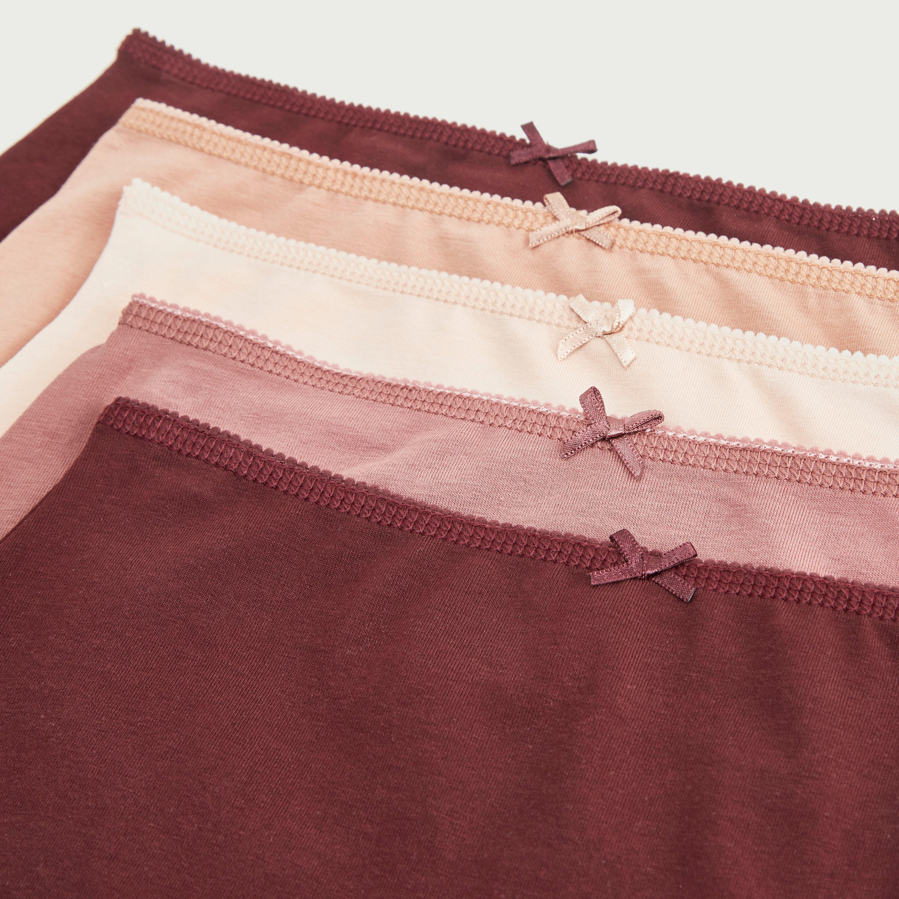 سراويل داخلية بوي شورت سادة بخصر مطّاطي- مجموعة من 5 قطع-women-clothing-lingerie-panties-image-2