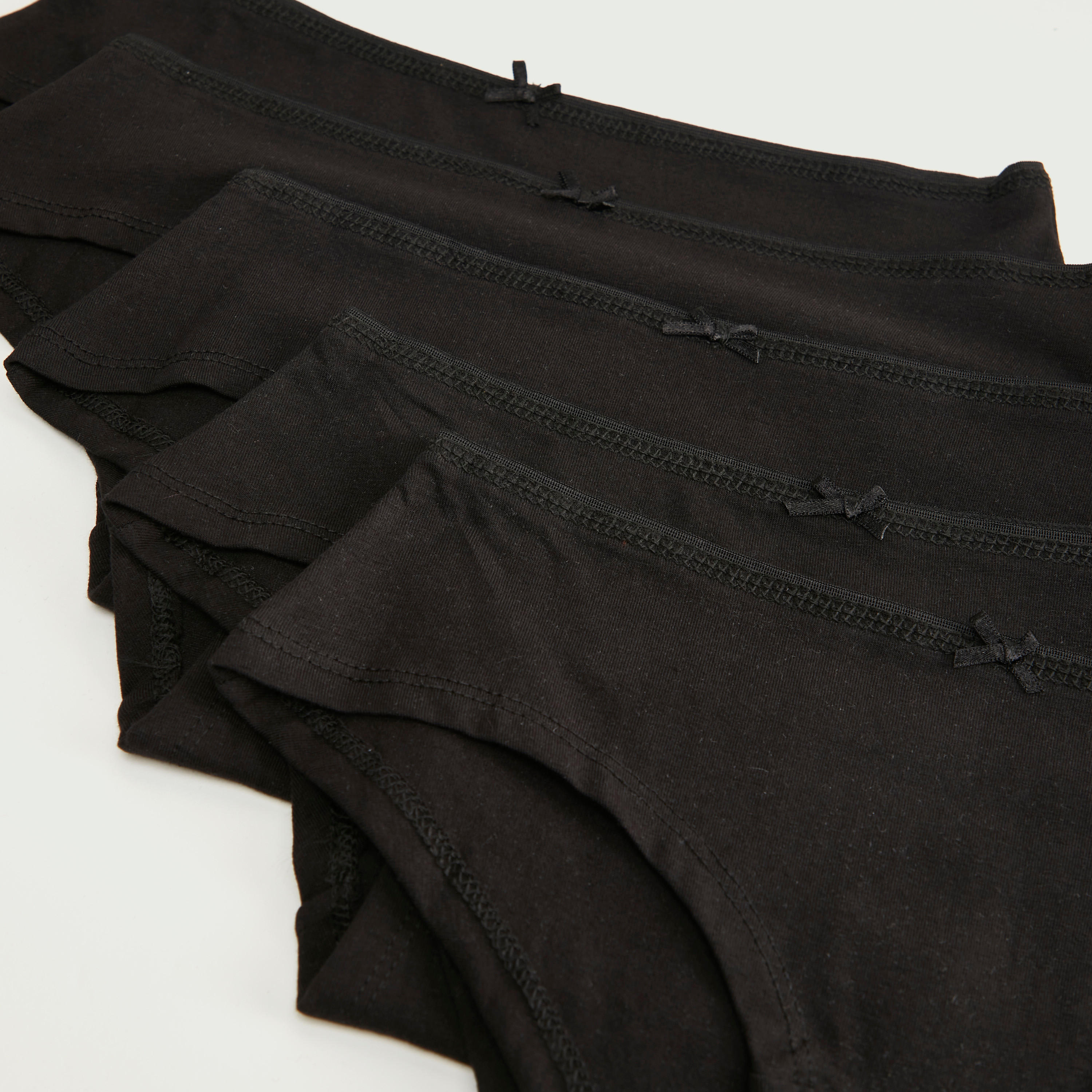 سروال هيبستر سادة بتفاصيل فيونكة - طقم من 5 قطع-women-clothing-lingerie-panties-image-3