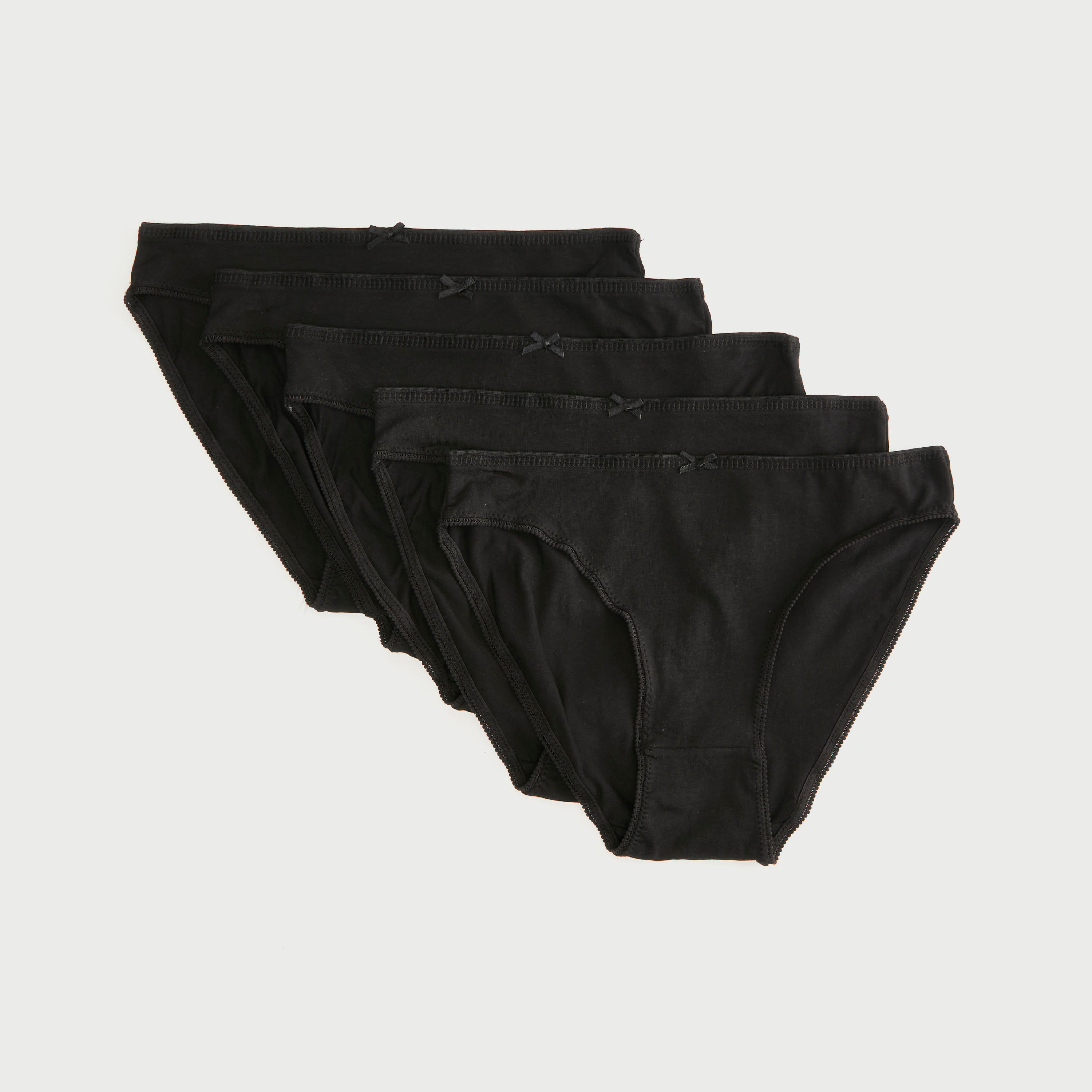 سراويل هيبستر سادة بتفاصيل فيونكة - طقم من 5 قطع-women-clothing-lingerie-panties-image-1