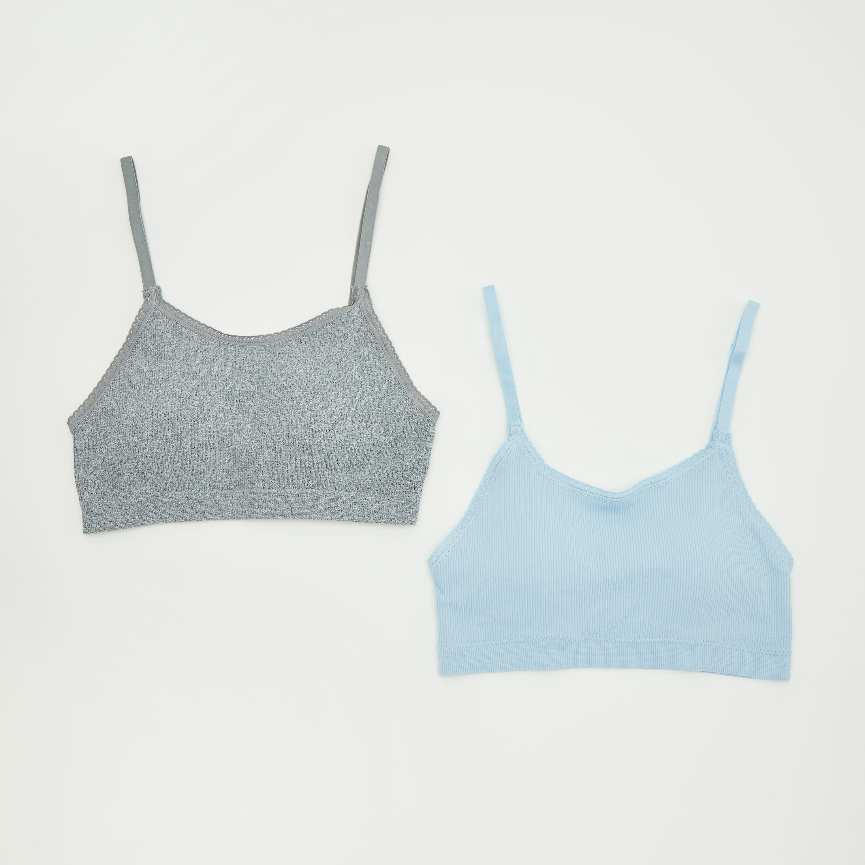 صدريّة بارزة الملمس غير مبطّنة ودون خياطة - طقم من قطعتين-women-clothing-lingerie-bras-image-1