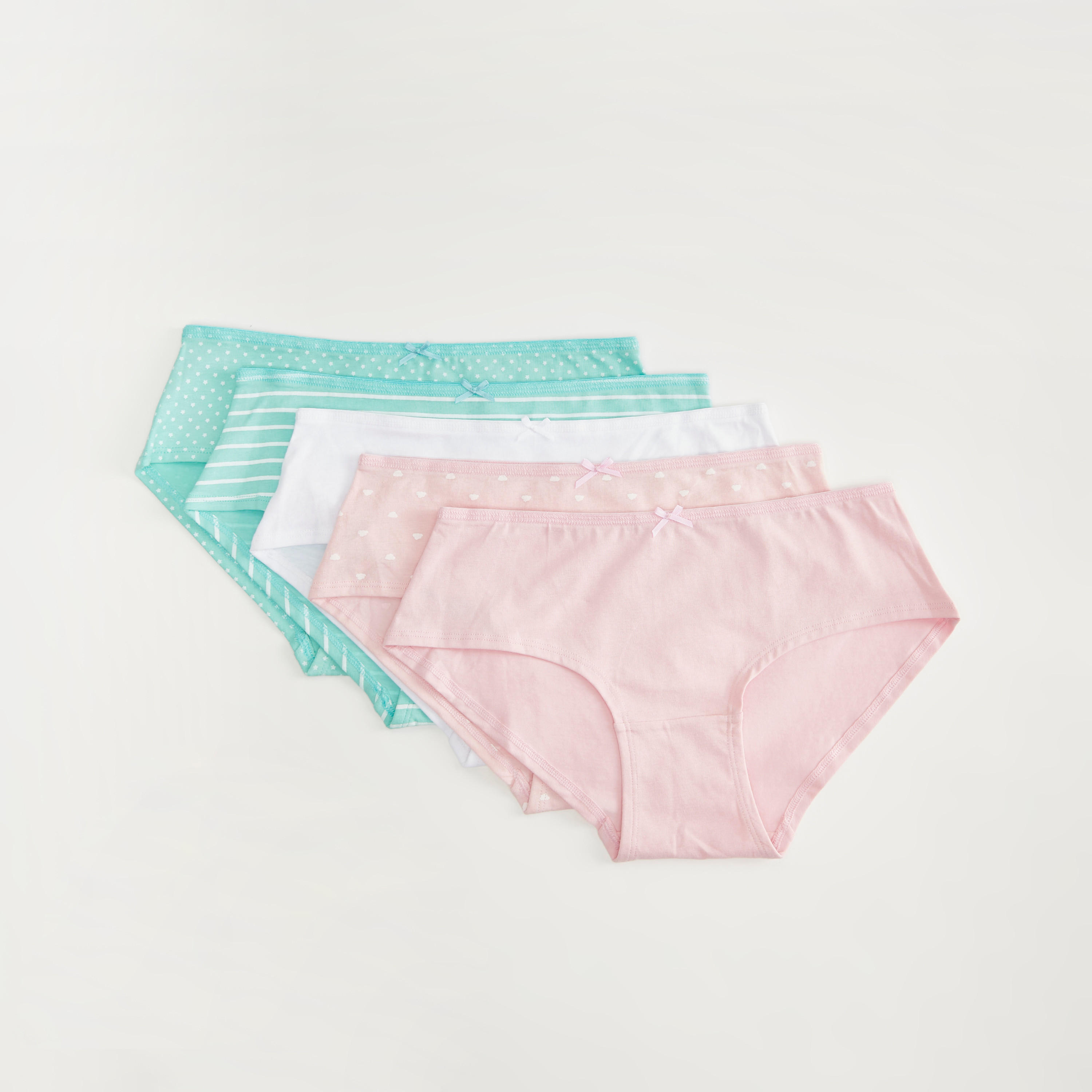 سراويل هيبستر متنوّعة بتفاصيل فيونكة - طقم من 5-women-clothing-lingerie-panties-image-1